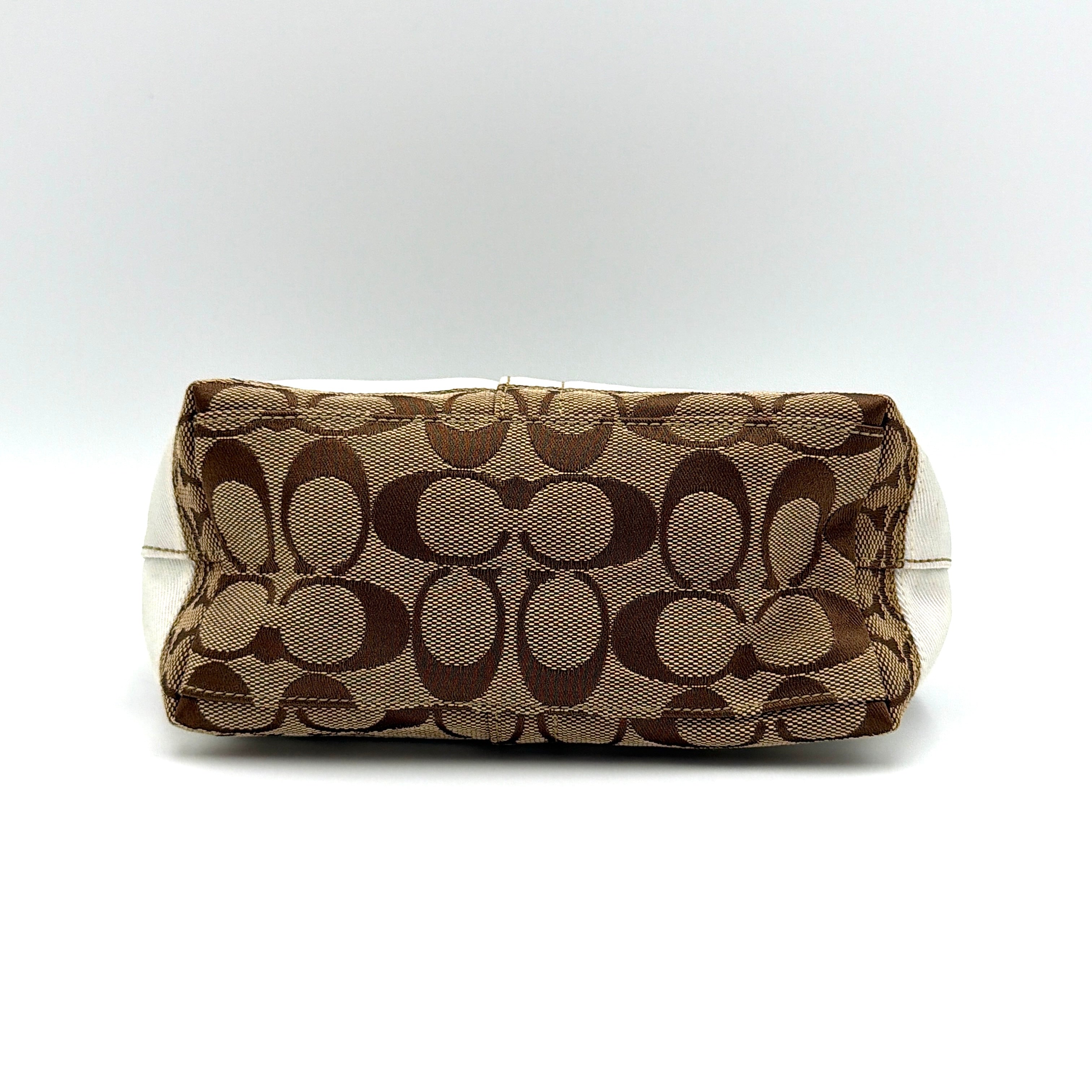 Coach Signature Stripe Mini Hobo Shoulder Bag Beige/Cream