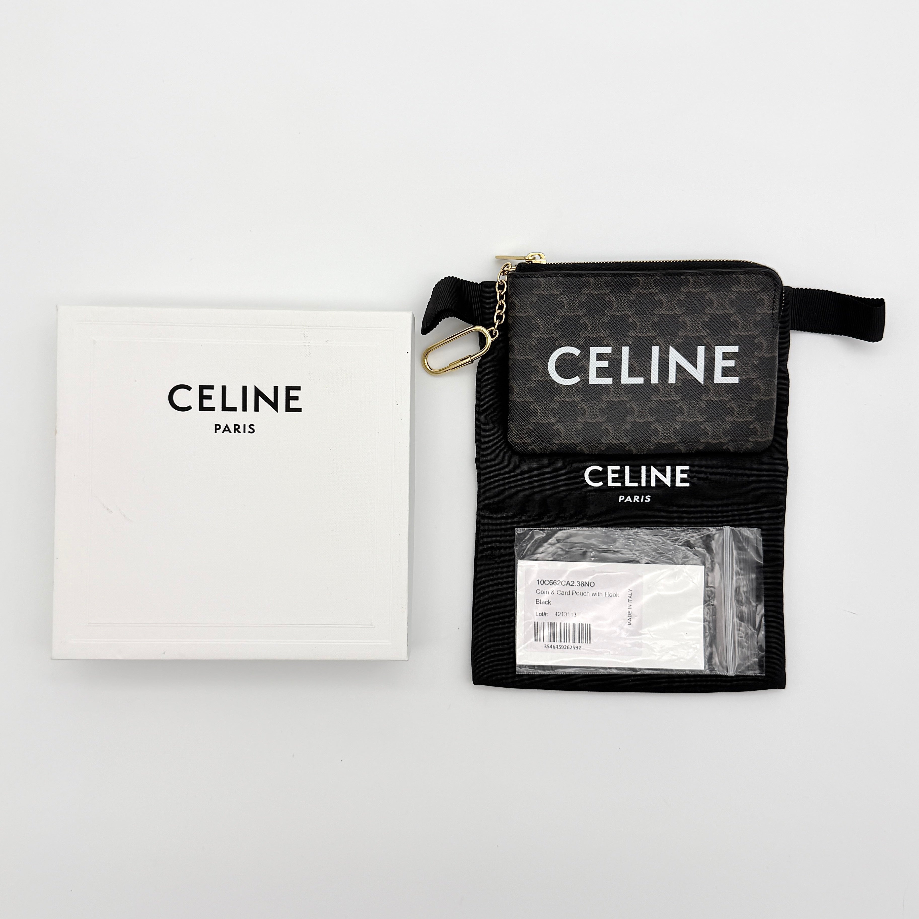 Celine Triomphe Monogram Coin Purse Brown