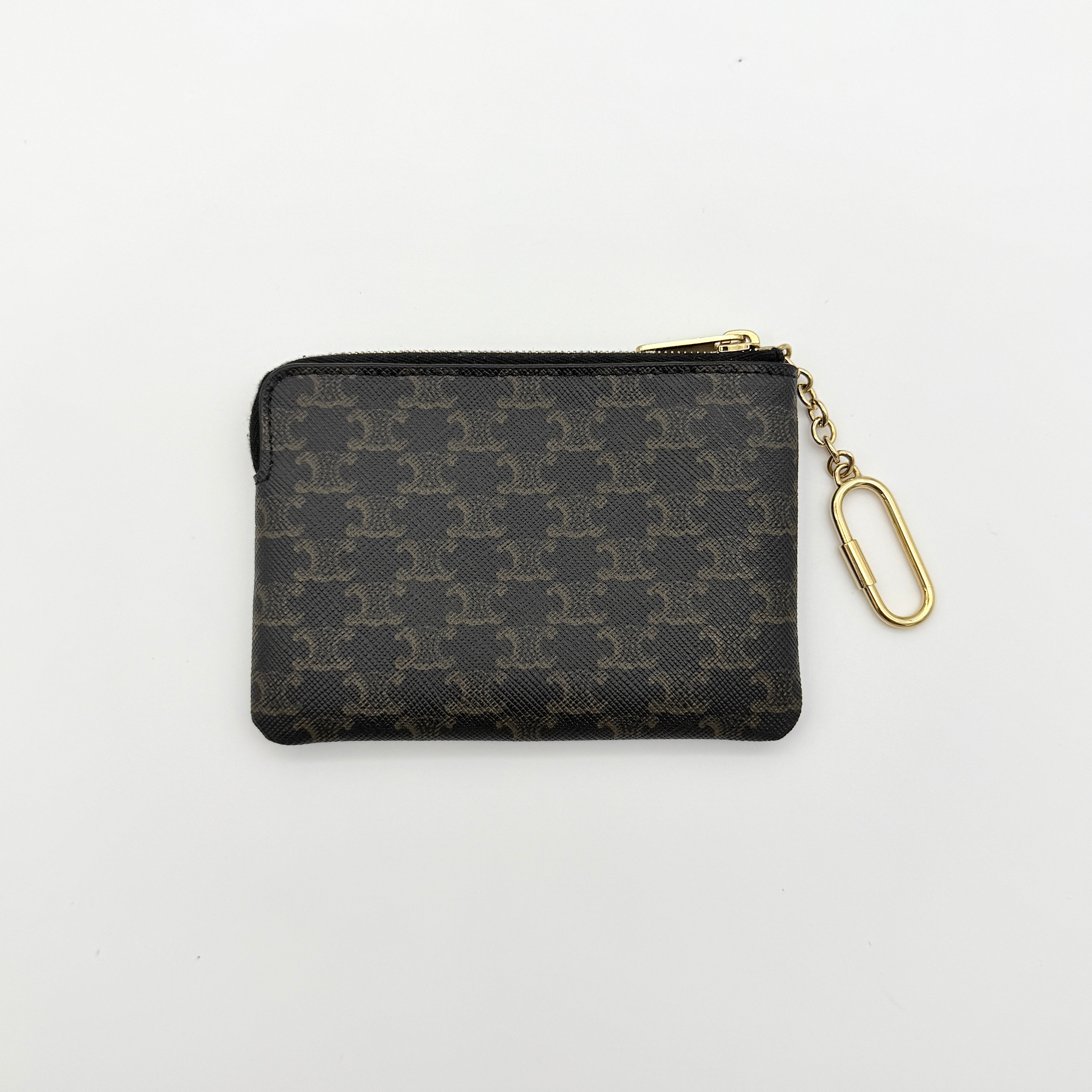 Celine Triomphe Monogram Coin Purse Brown