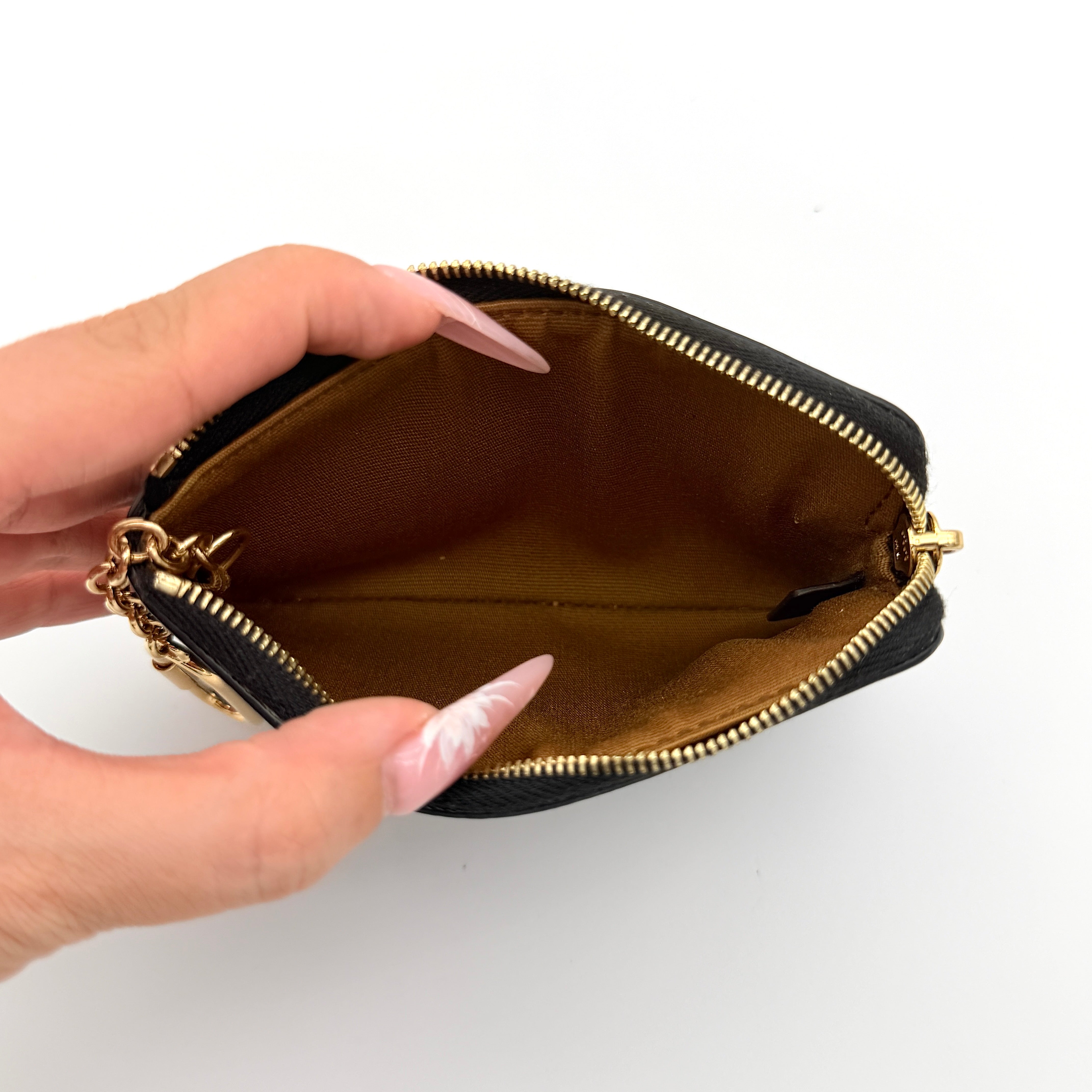 Celine Triomphe Monogram Coin Purse Brown