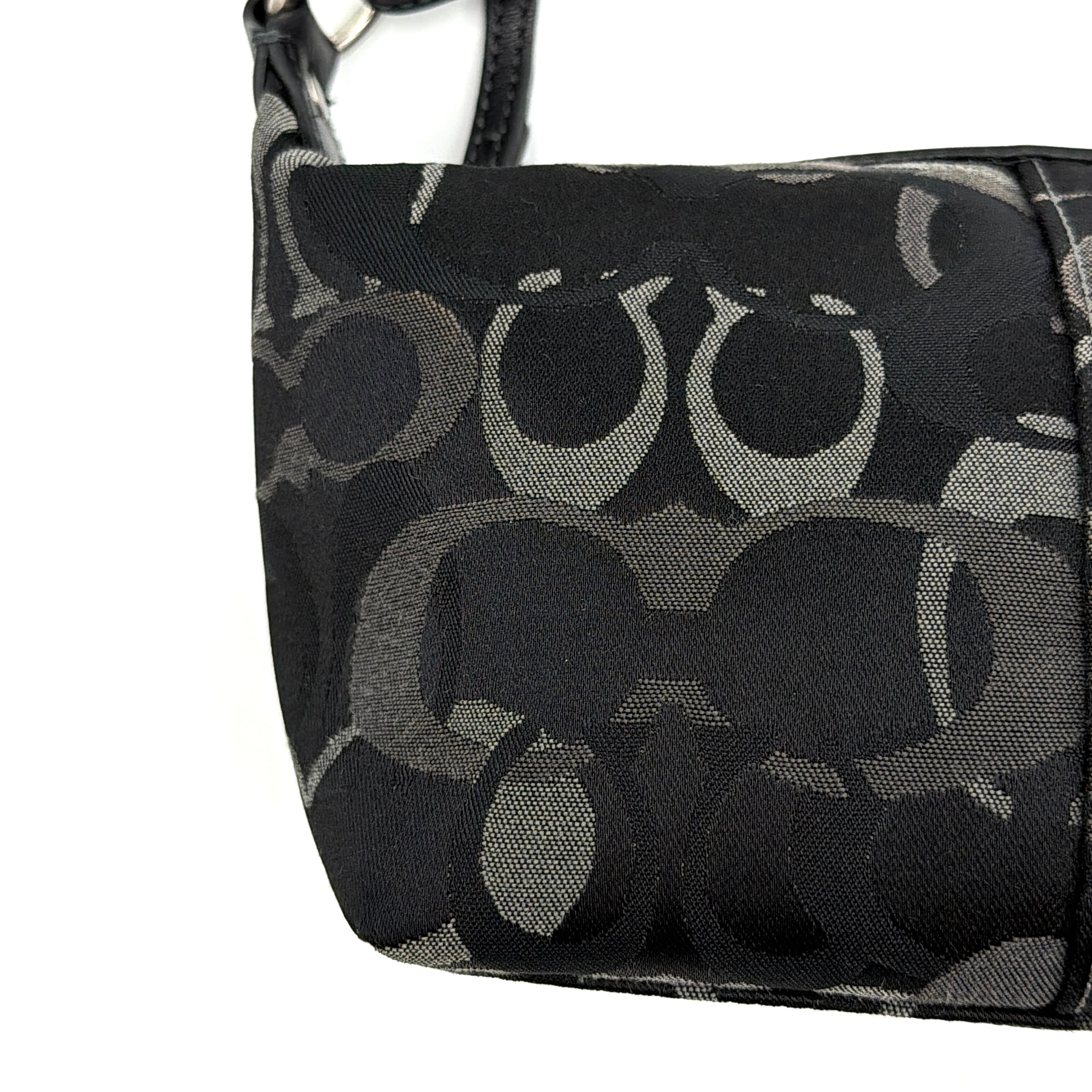 Coach Signature Optic Mini Hobo Shoulder Bag Black/Grey