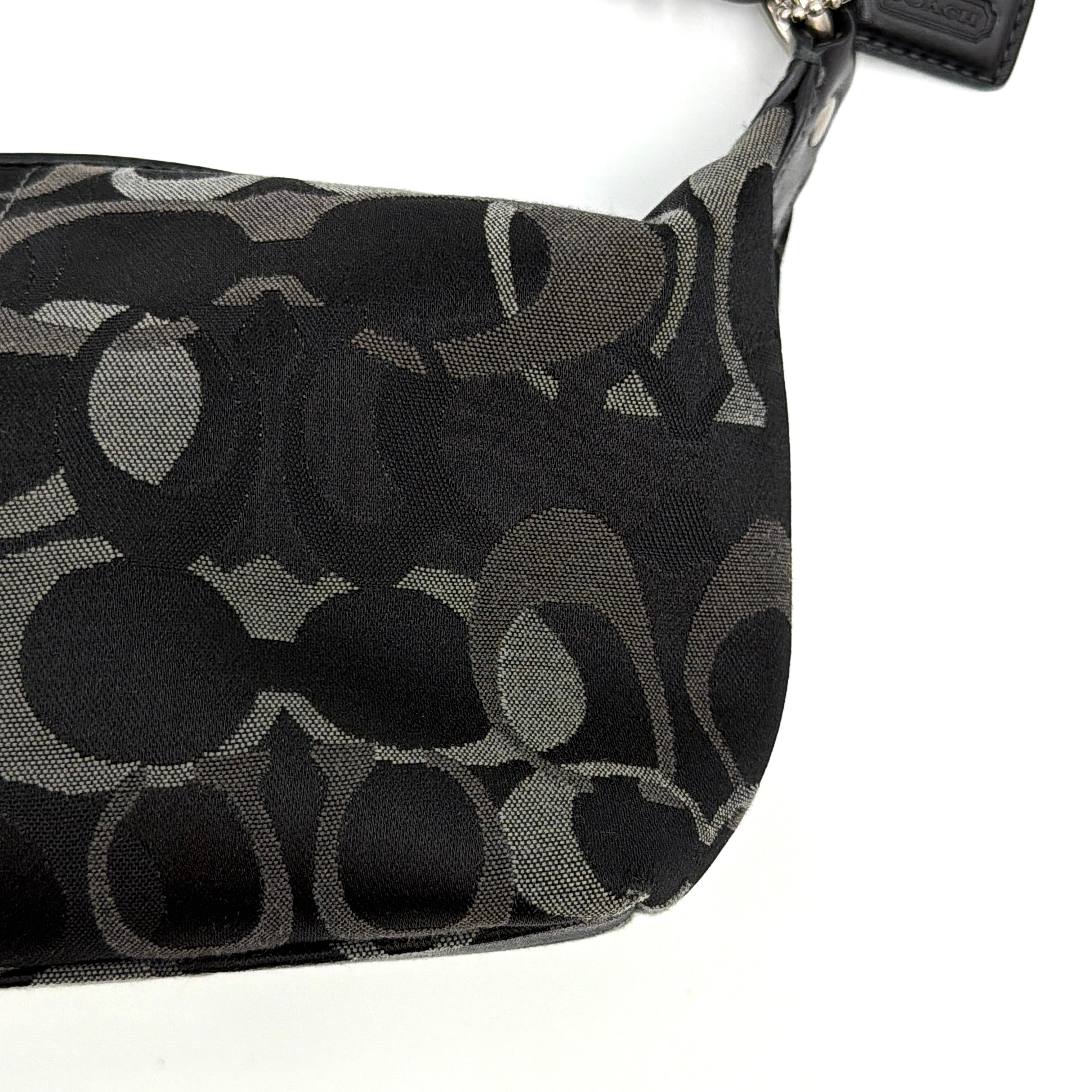 Coach Signature Optic Mini Hobo Shoulder Bag Black/Grey