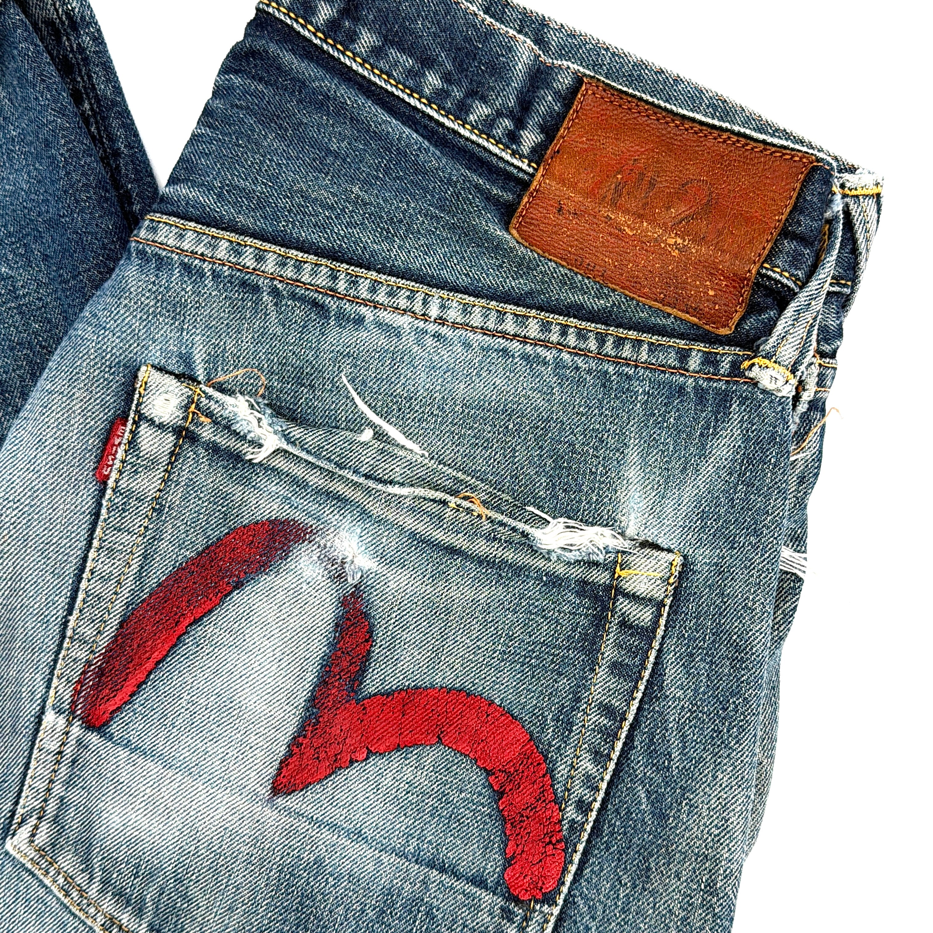 Evisu Double Gull Japanese Selvedge Denim Jeans Blue