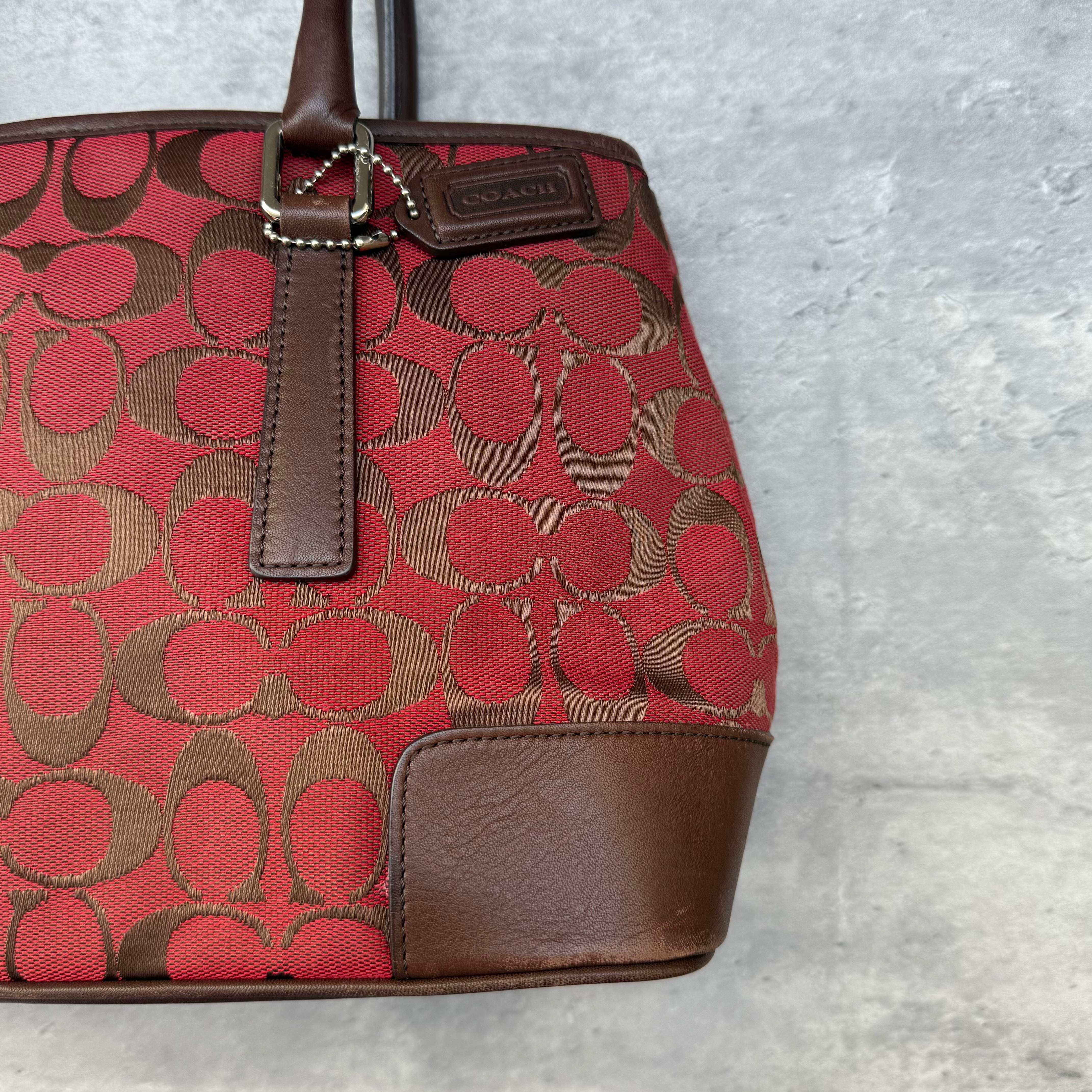 Coach Signature Canvas HandBag Red/Brown
