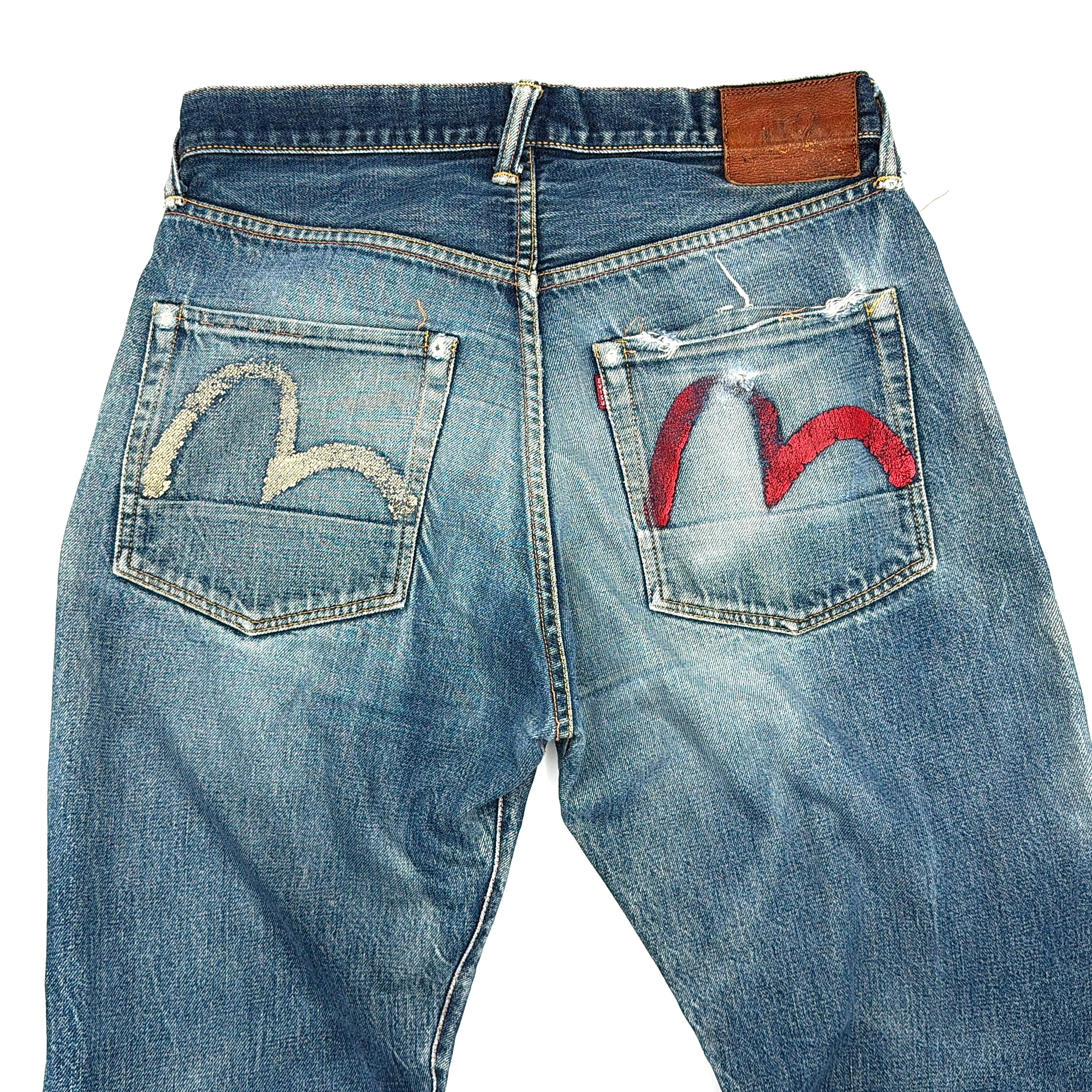 Evisu Double Gull Japanese Selvedge Denim Jeans Blue