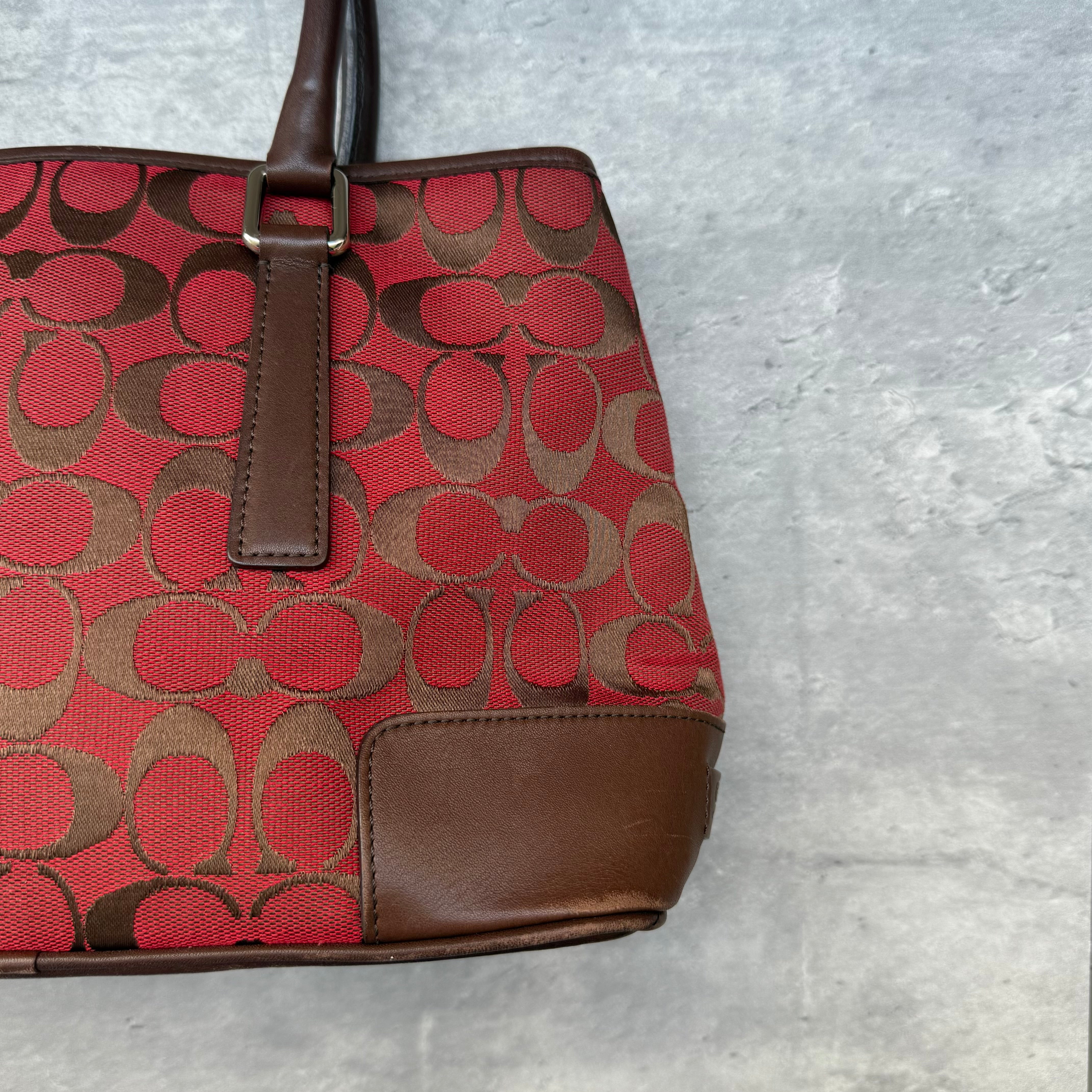 Coach Signature Canvas HandBag Red/Brown