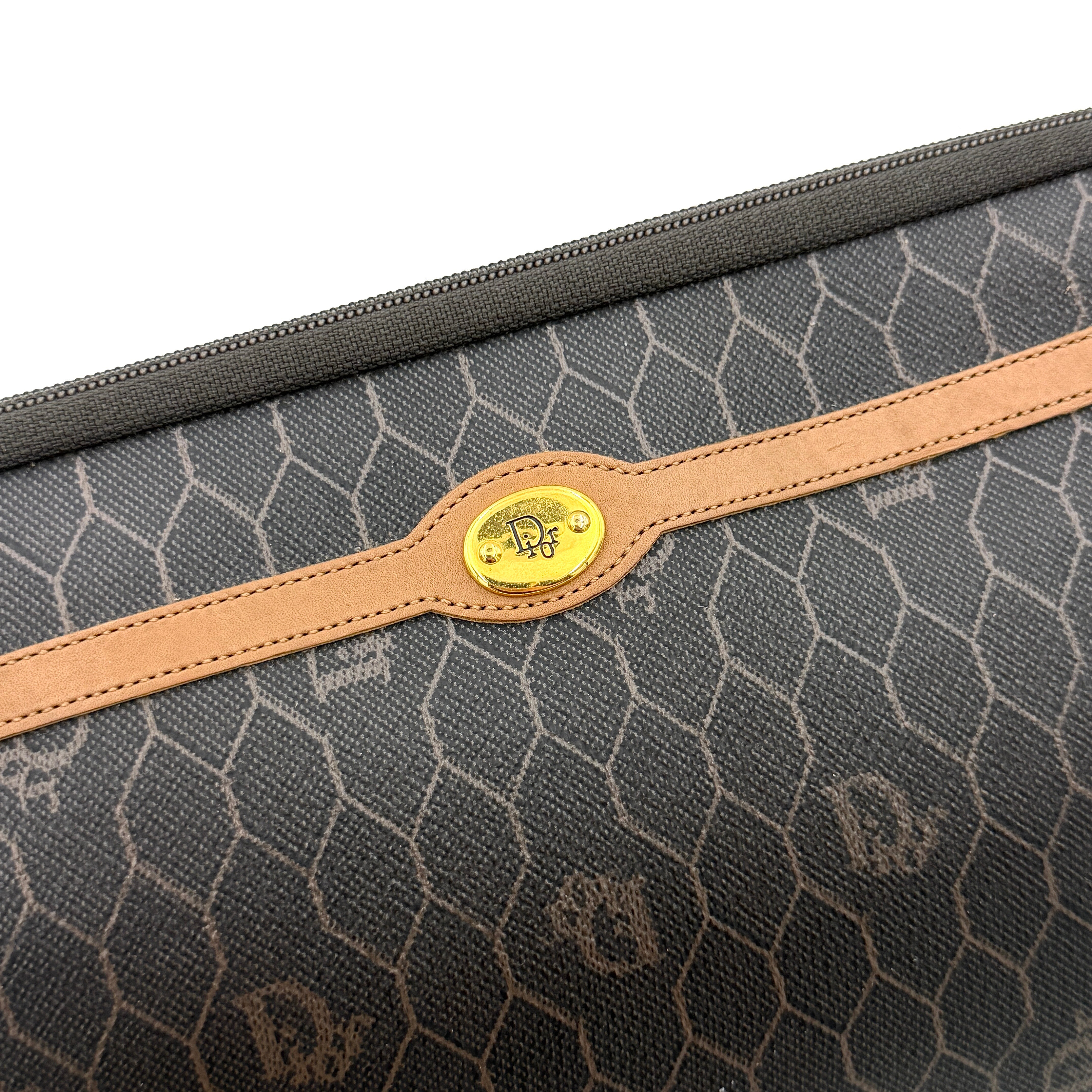Dior Honeycomb Canvas Clutch Bag Brown/Black