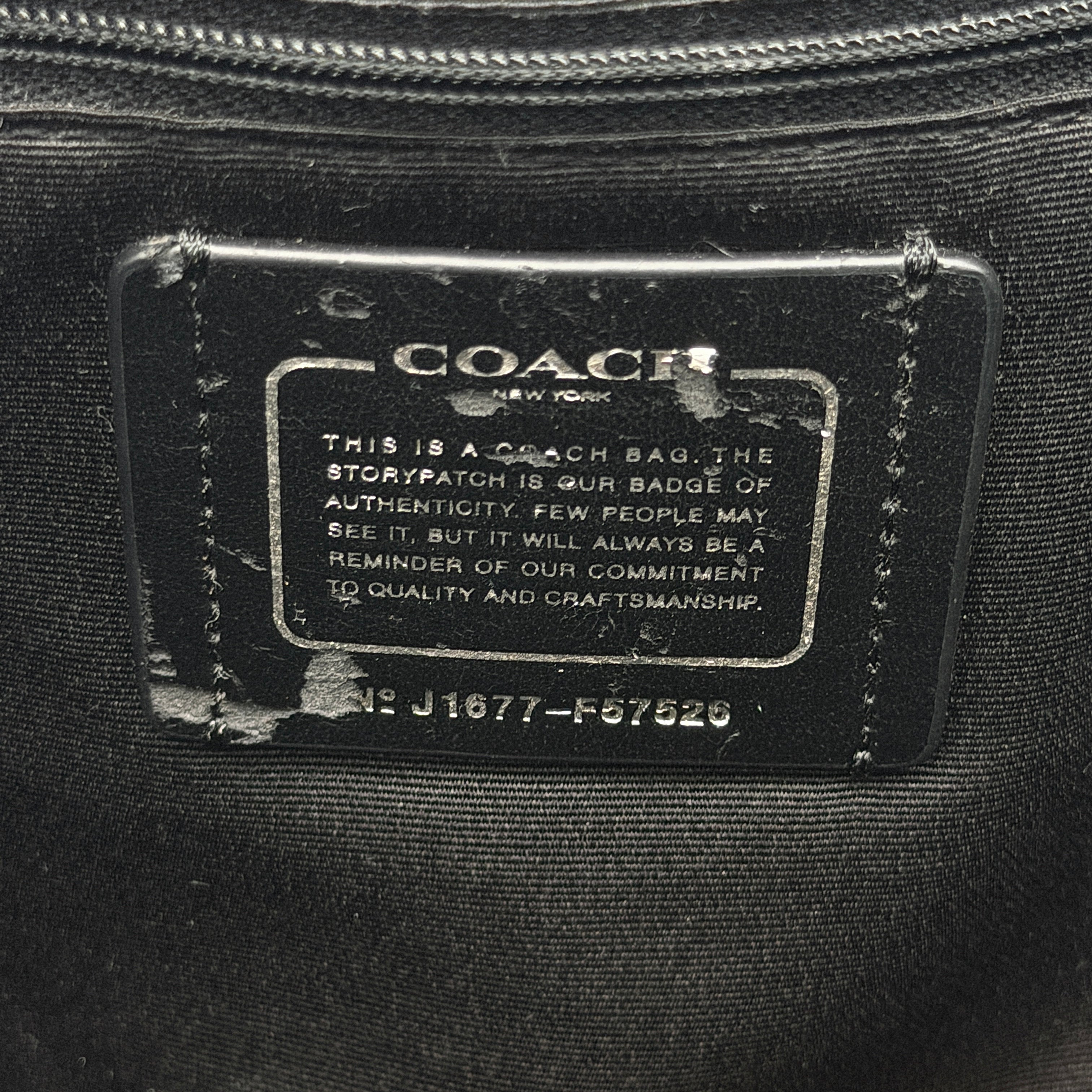 Coach Ava Leather Tote Bag in black pebbled leather with gold-tone hardware and dual top handles.