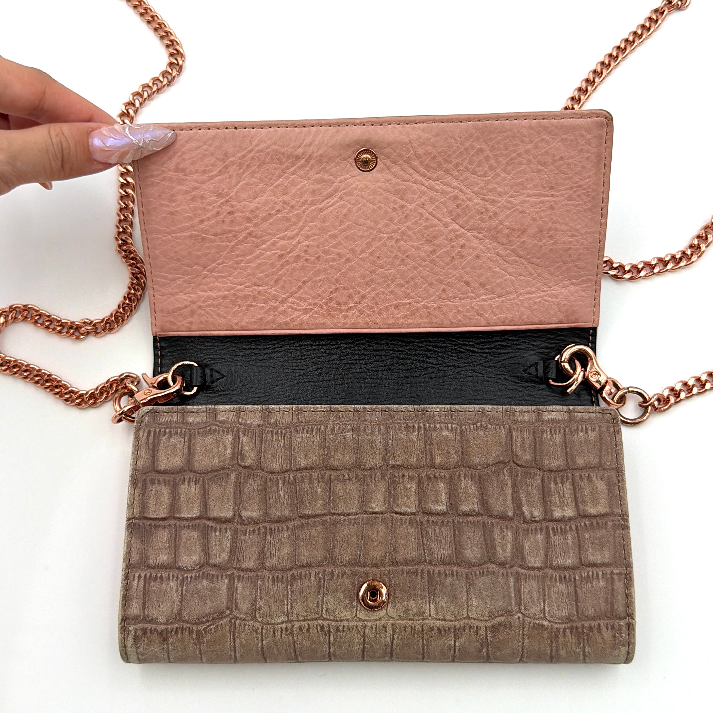 Diesel Crocodile Embossed Sling Wallet Brown