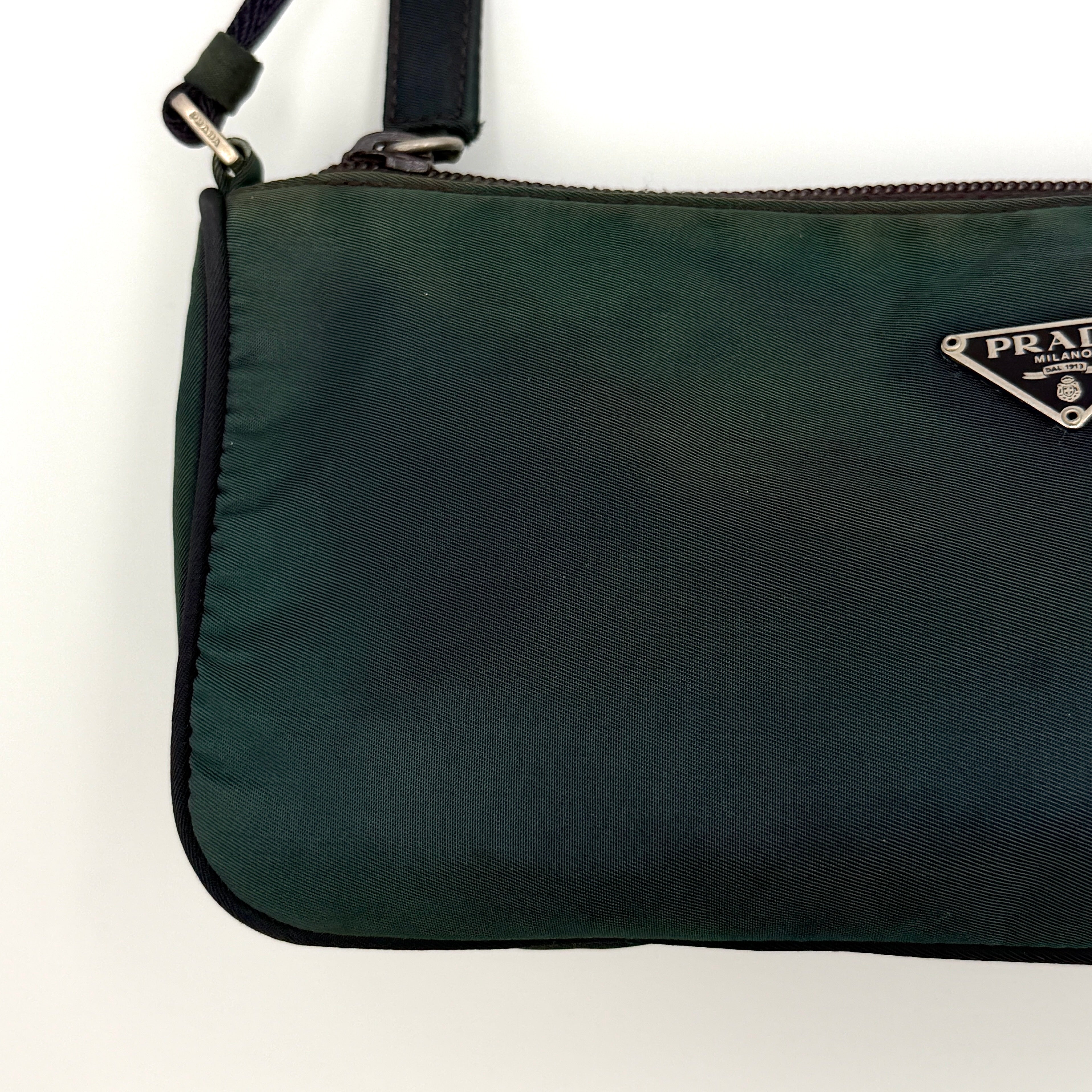 Prada Tessuto Nylon Pochette Shoulder Bag Green