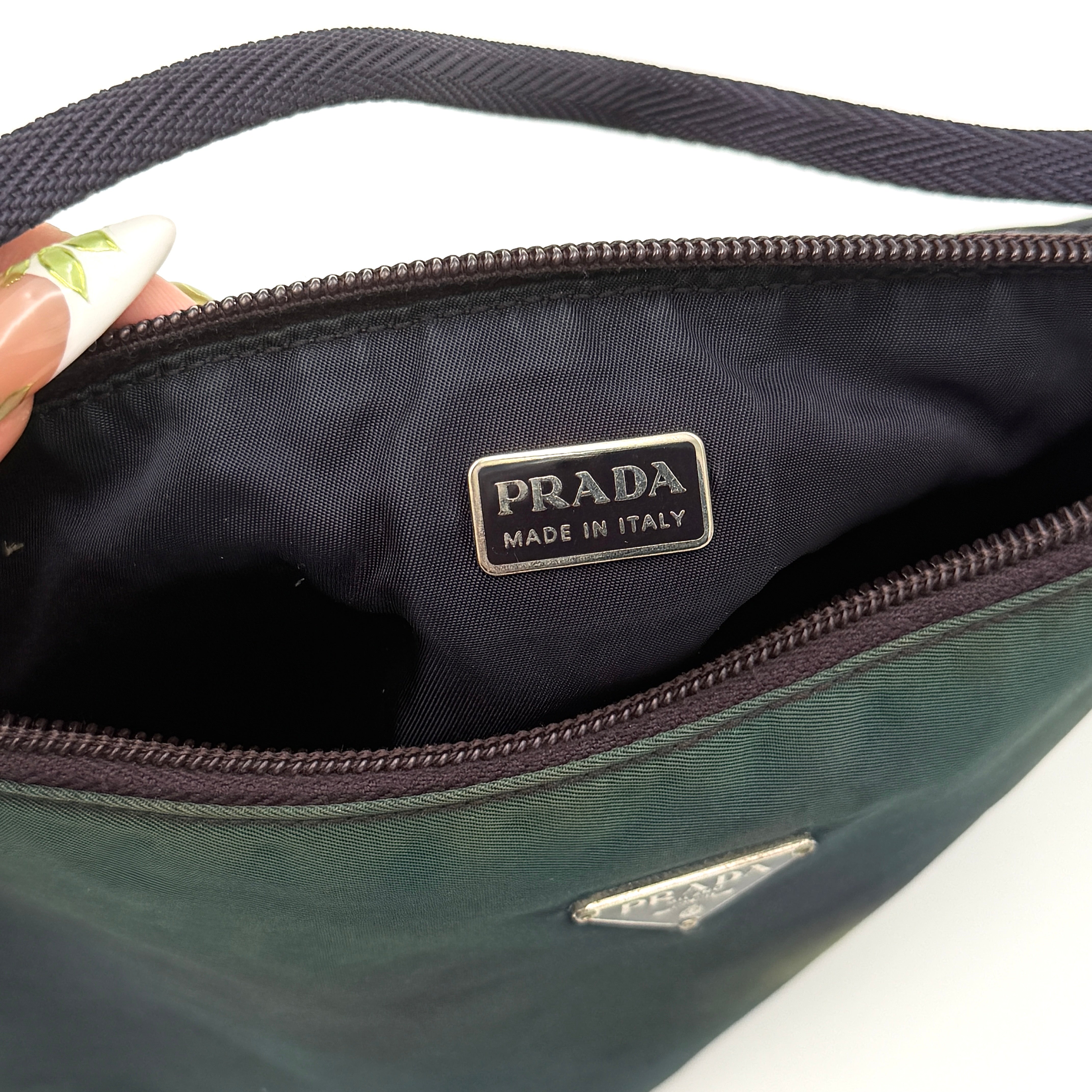 Prada Tessuto Nylon Pochette Shoulder Bag Green
