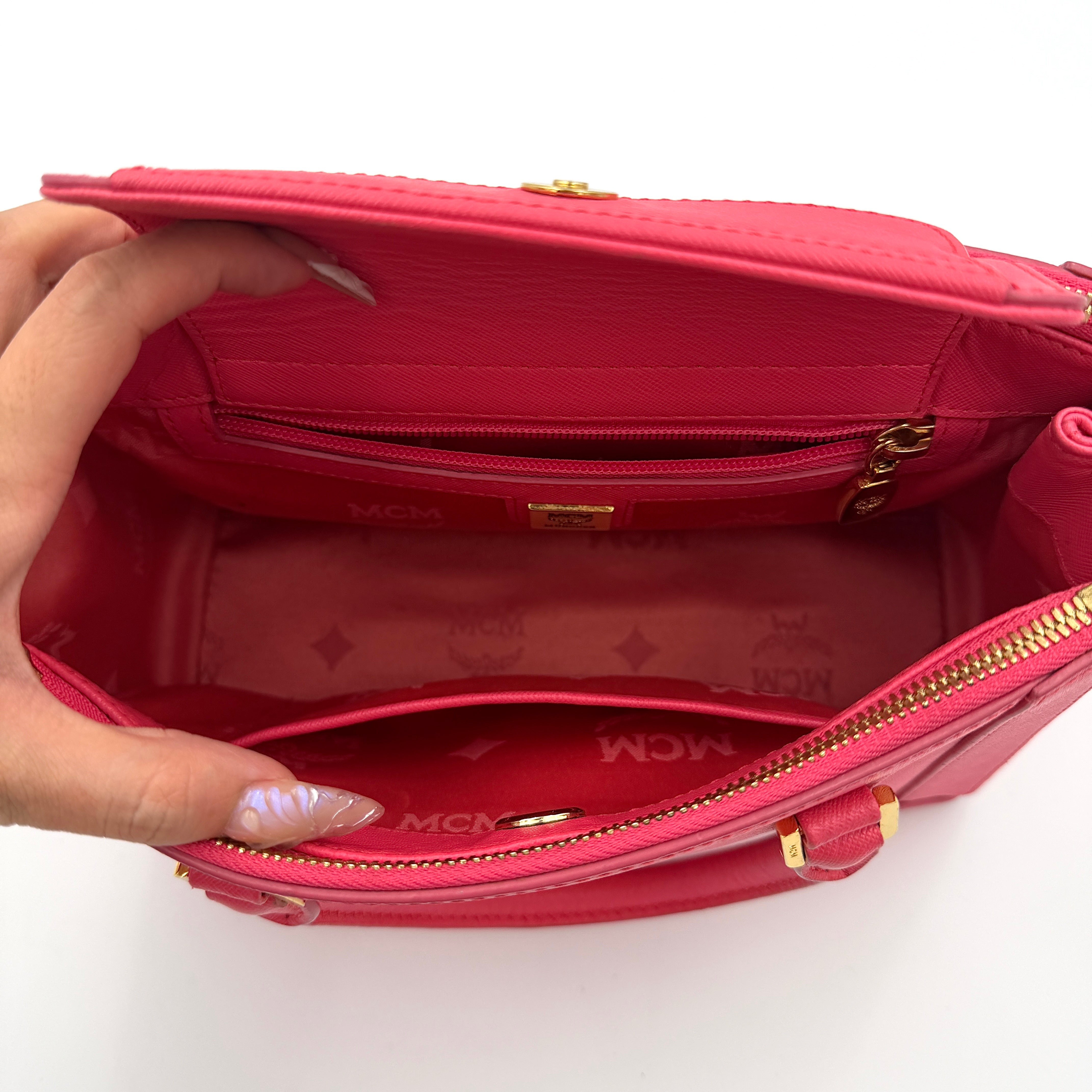 MCM 2Way Nuovo Handbag Pink