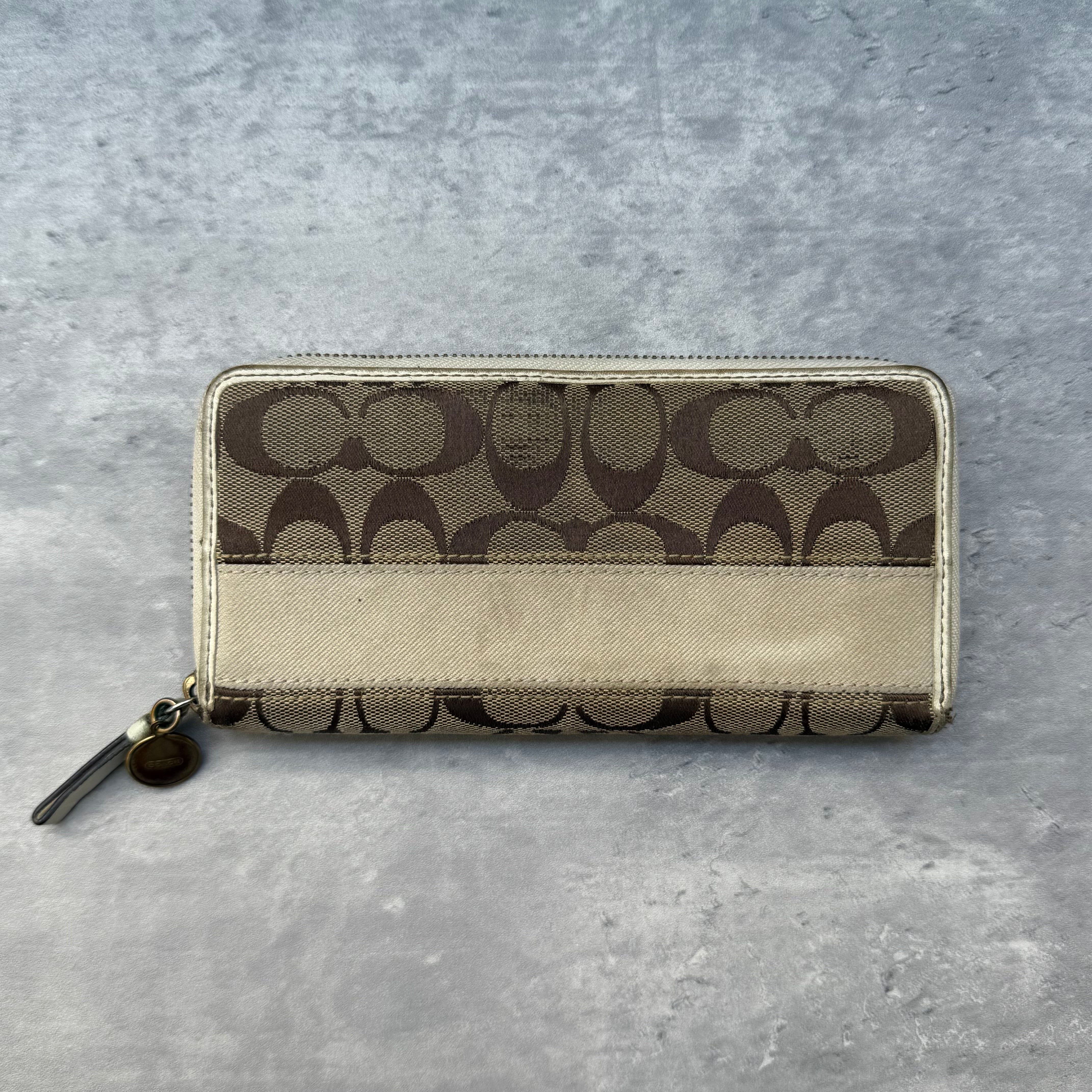 Coach Accordion Canvas Wallet Cream/Tan