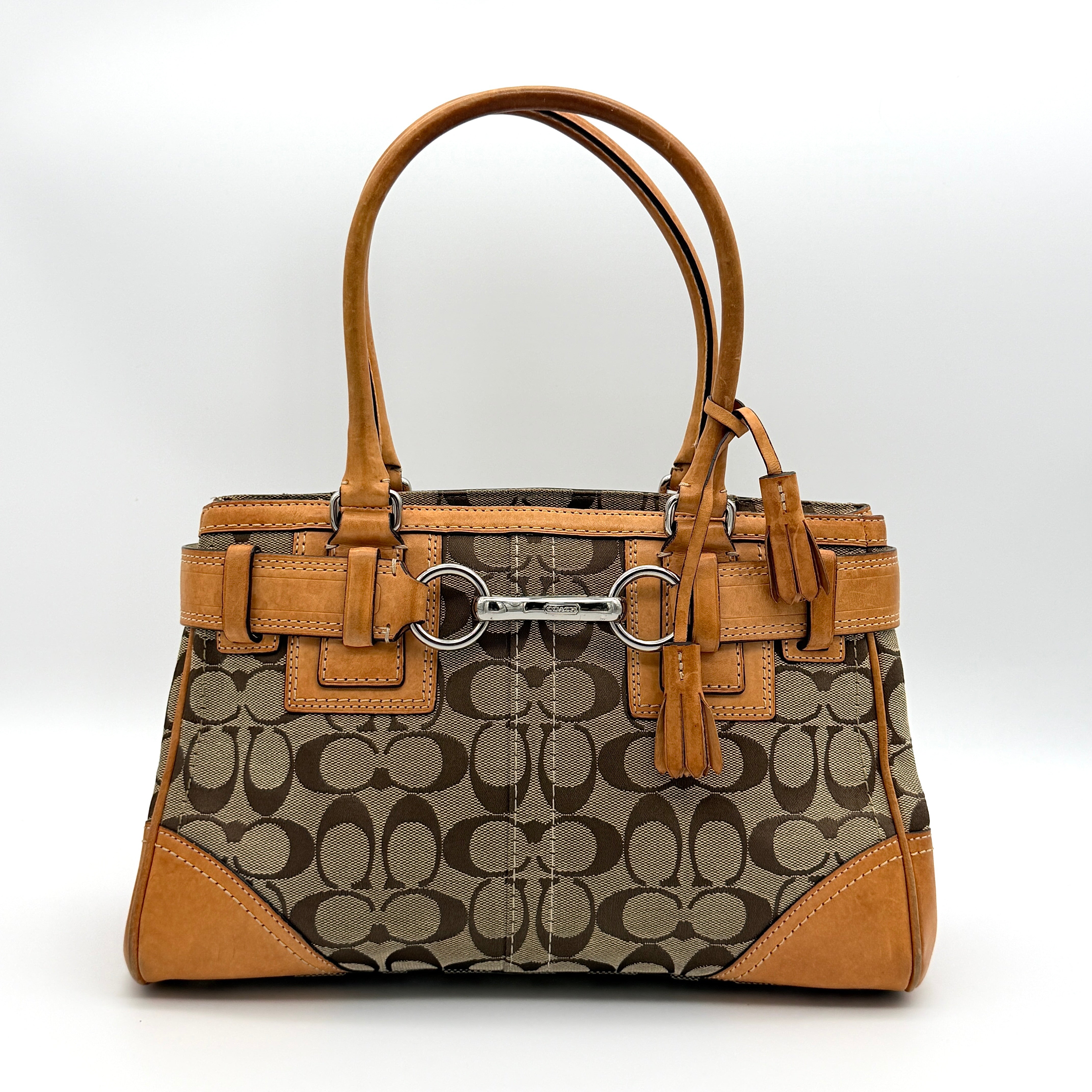 Coach Signature Hampton Carryall Shoulder Bag Beige/Tan