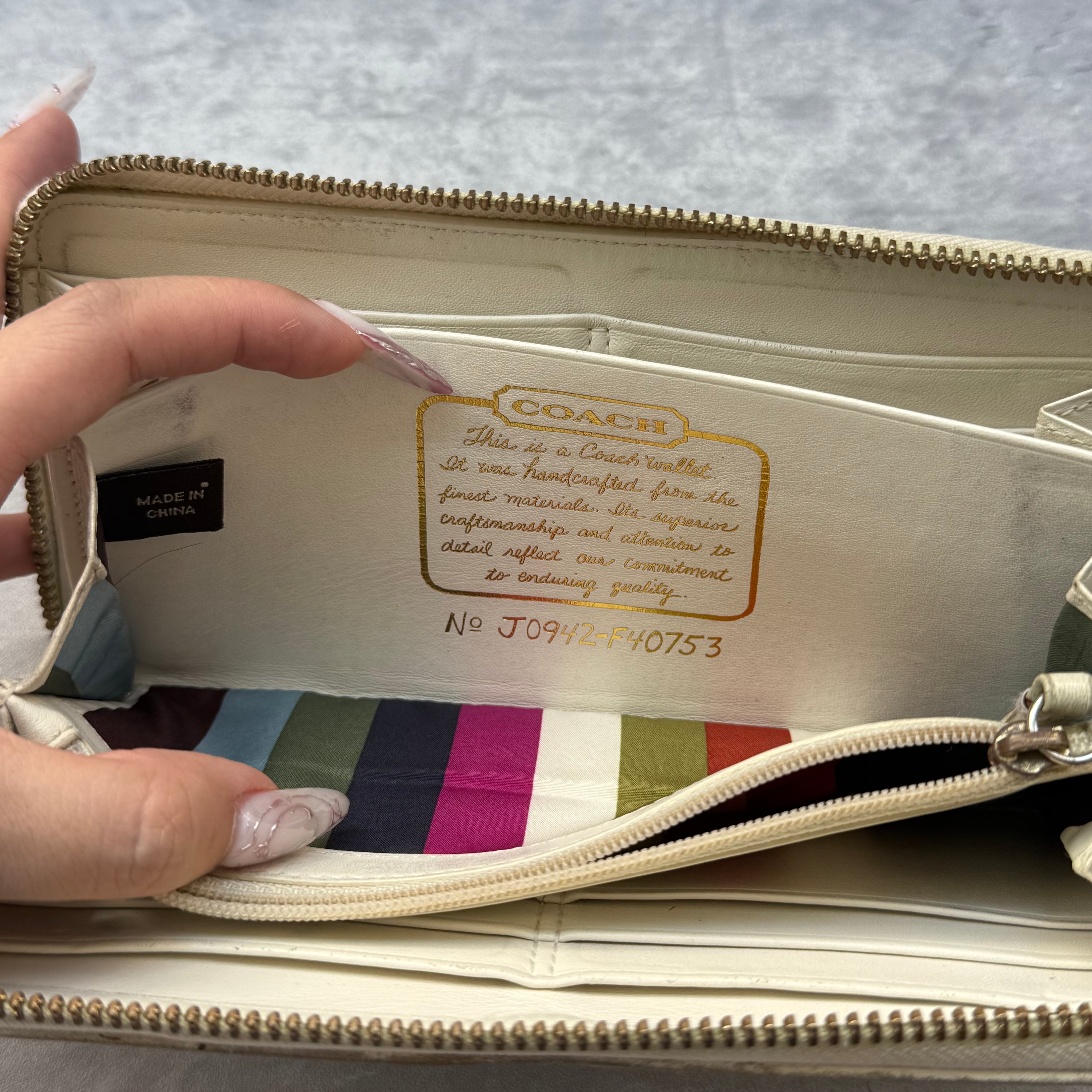Coach Accordion Canvas Wallet Cream/Tan