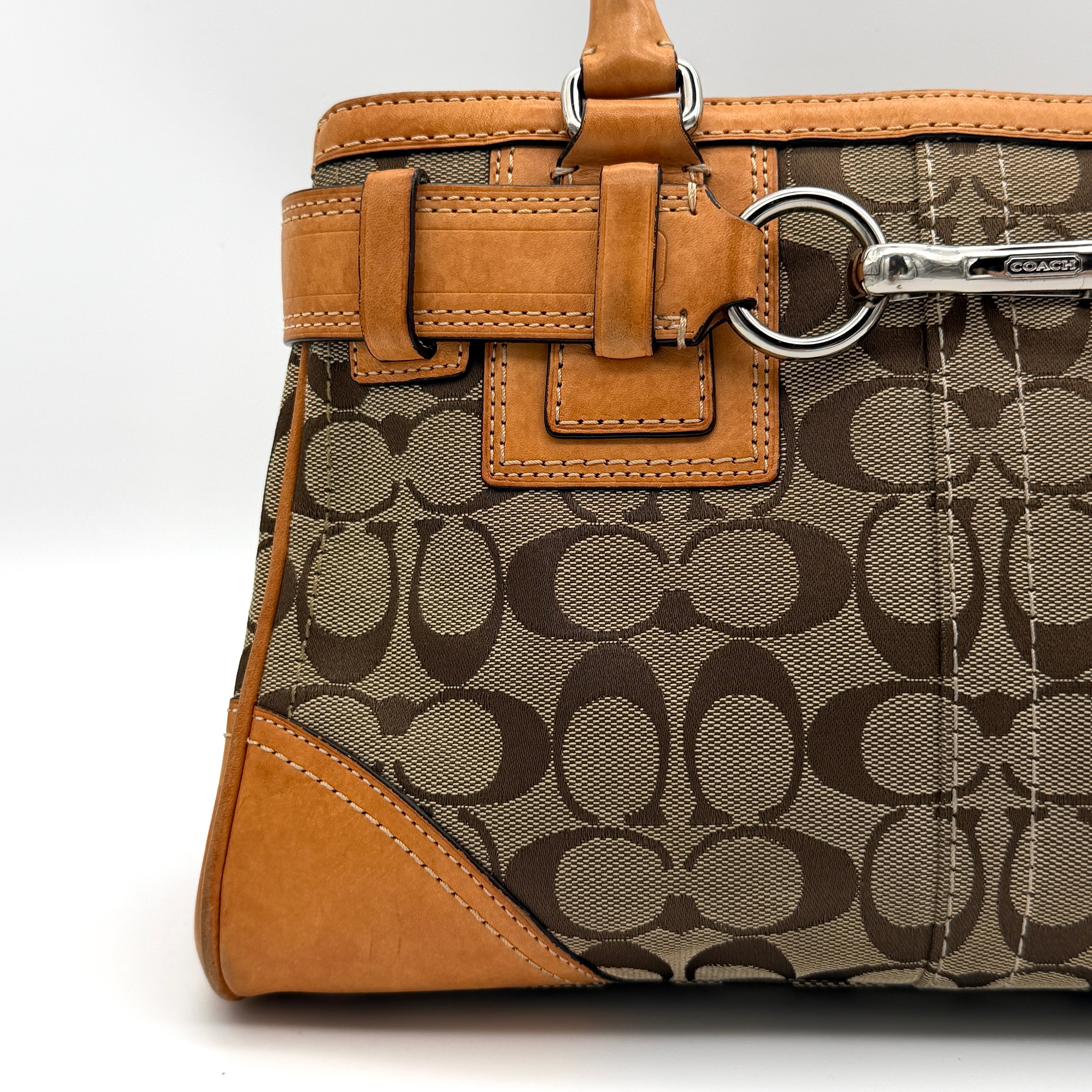Coach Signature Hampton Carryall Shoulder Bag Beige/Tan