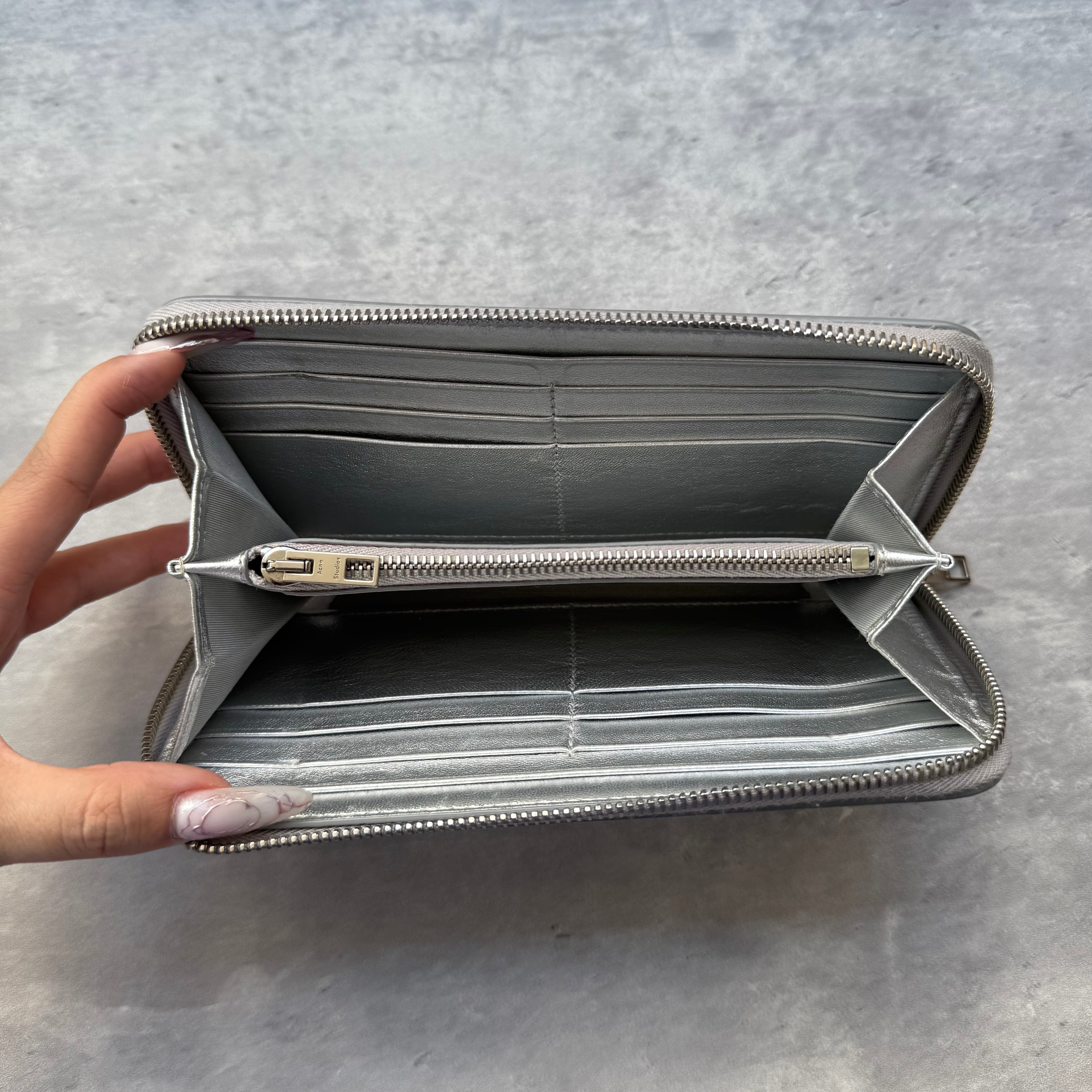 Acne Studios Metallic Silver Long Wallet