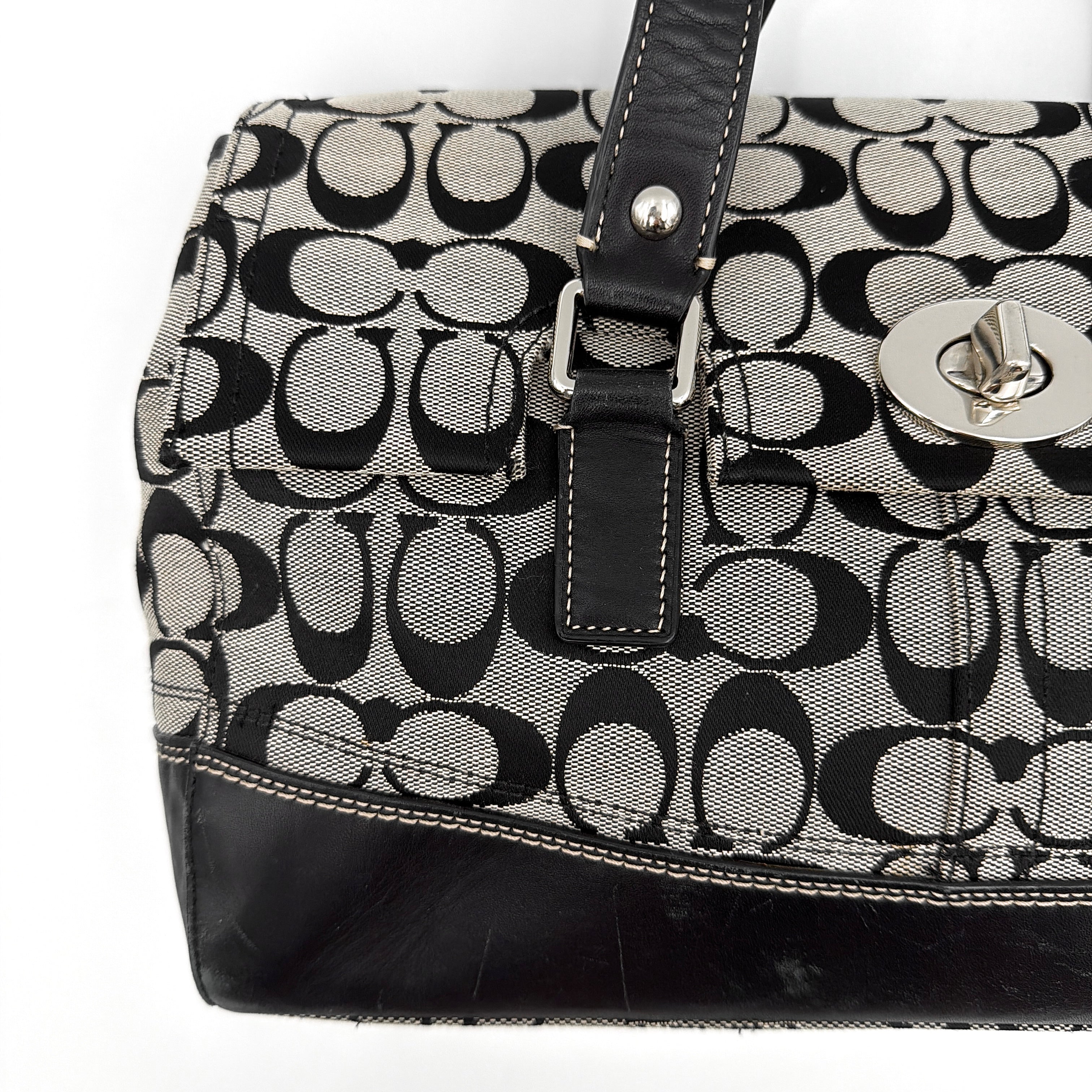 Coach Signature Hampton Turnlock Shoulder Bag Grey/Black