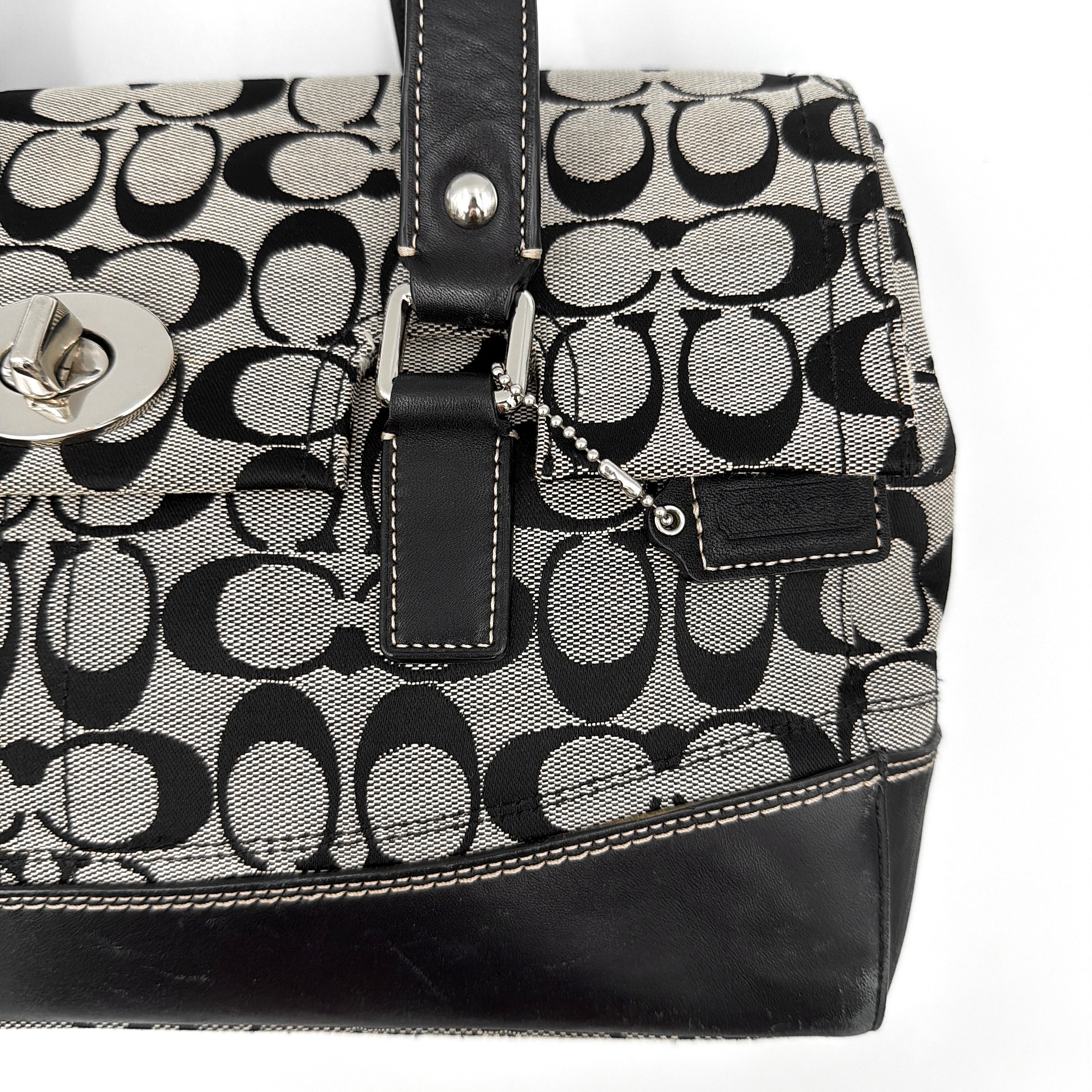 Coach Signature Hampton Turnlock Shoulder Bag Grey/Black
