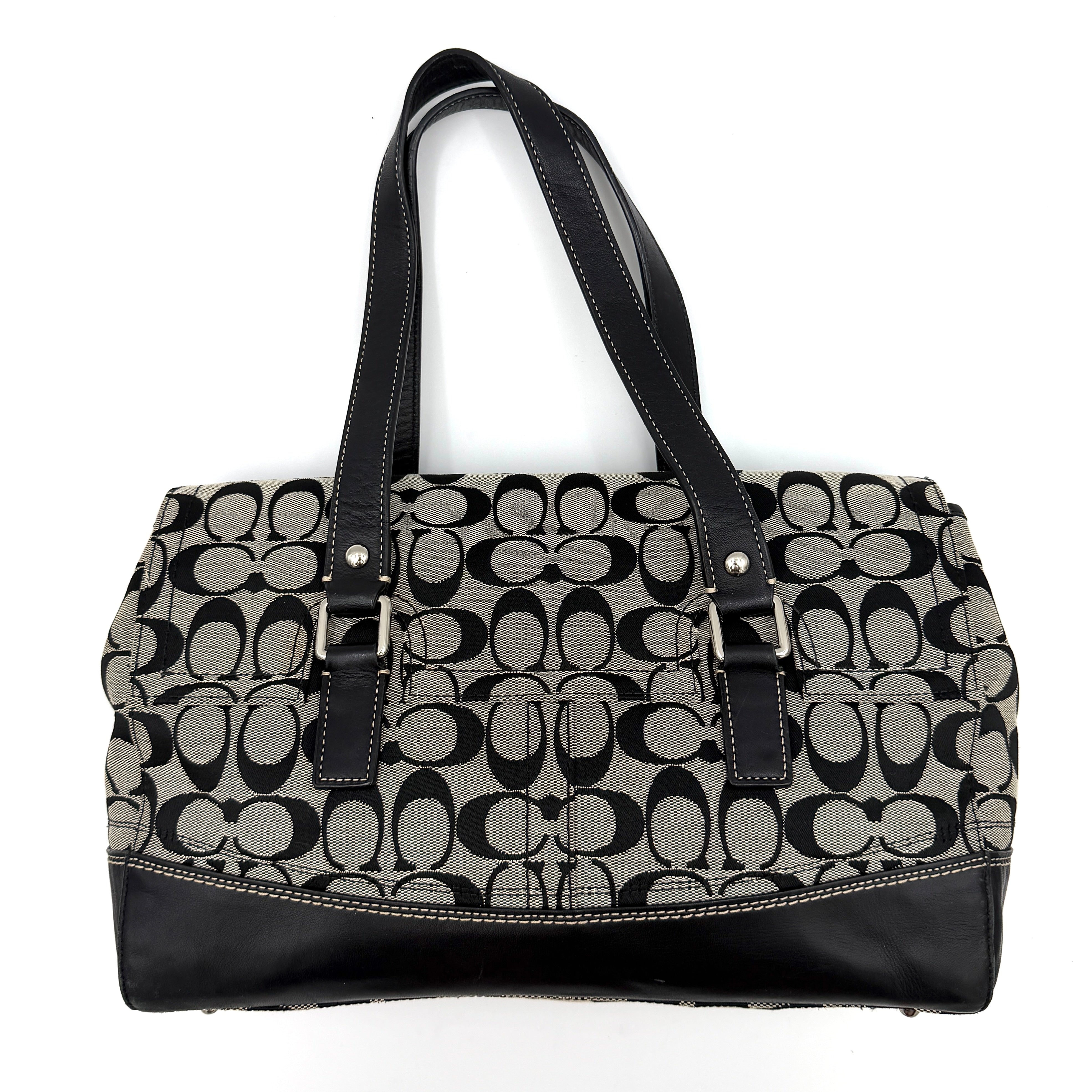 Coach Signature Hampton Turnlock Shoulder Bag Grey/Black