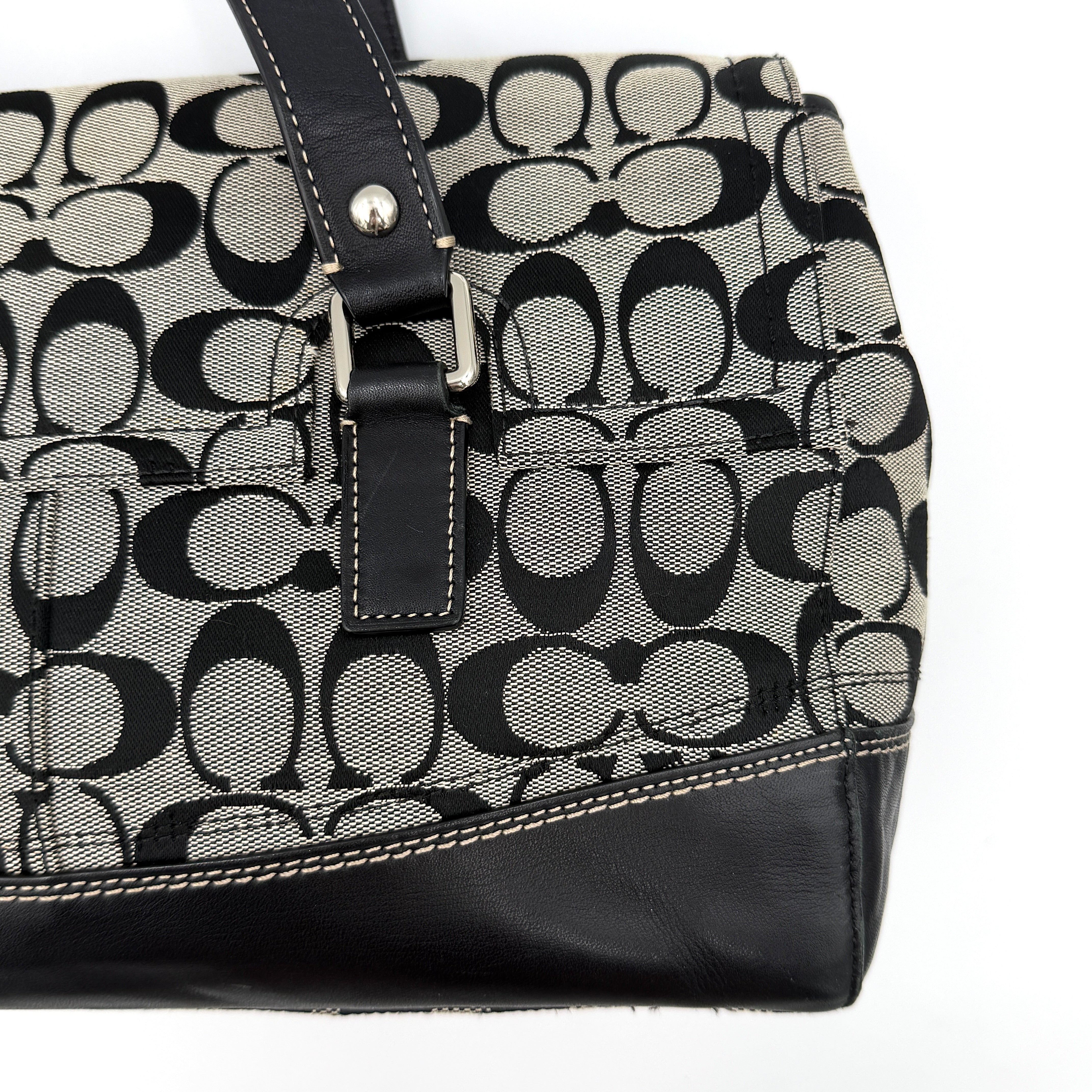 Coach Signature Hampton Turnlock Shoulder Bag Grey/Black