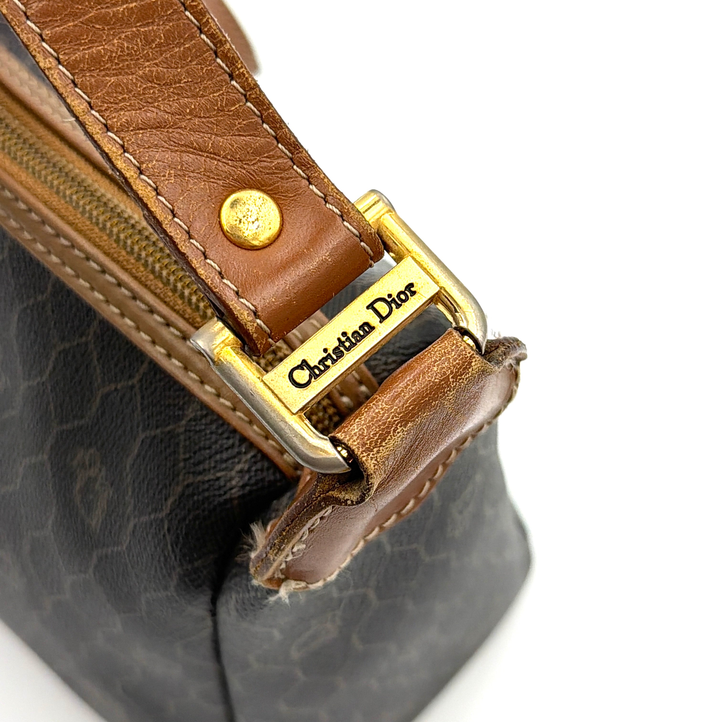 Dior Honeycomb Canvas Crossbody Bag Brown/Black