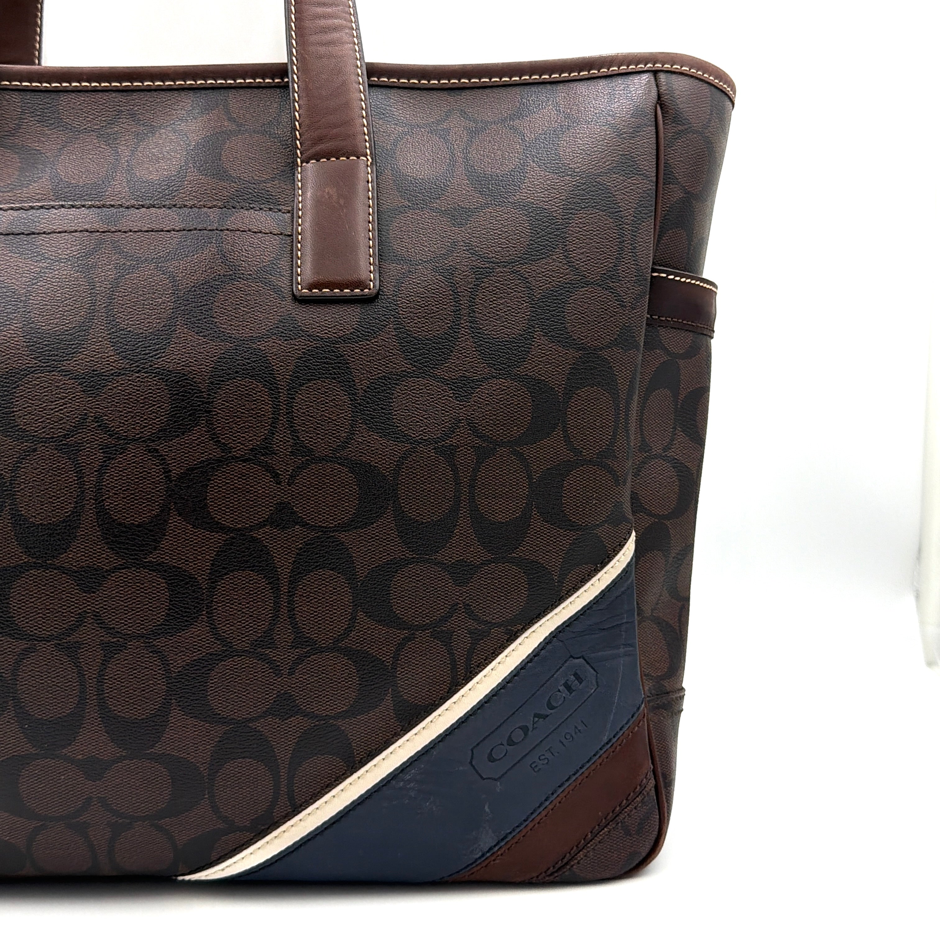 Coach Signature Heritage PVC Tote Bag Brown