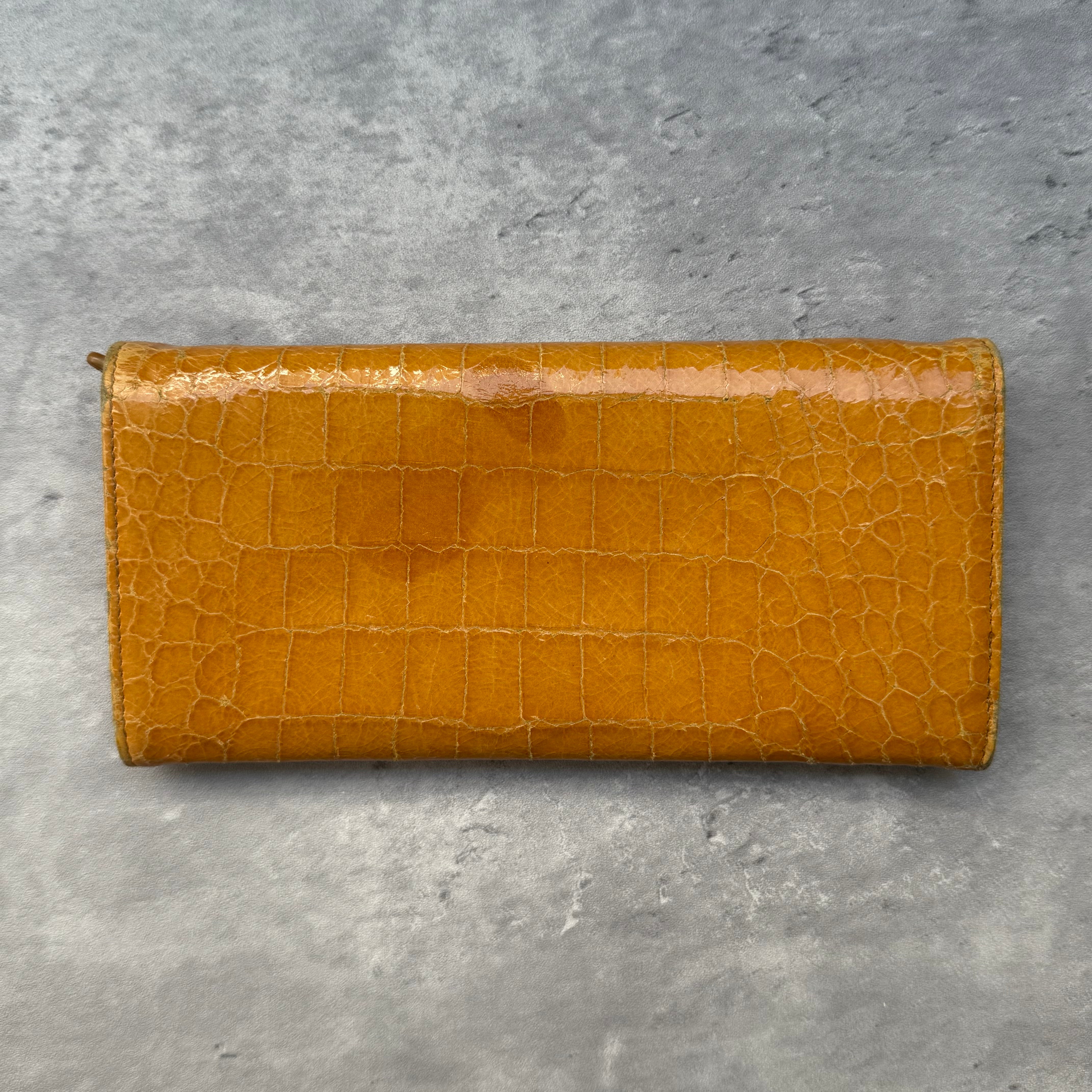 Miu Miu Croc Embossed Long Wallet Dark Yellow