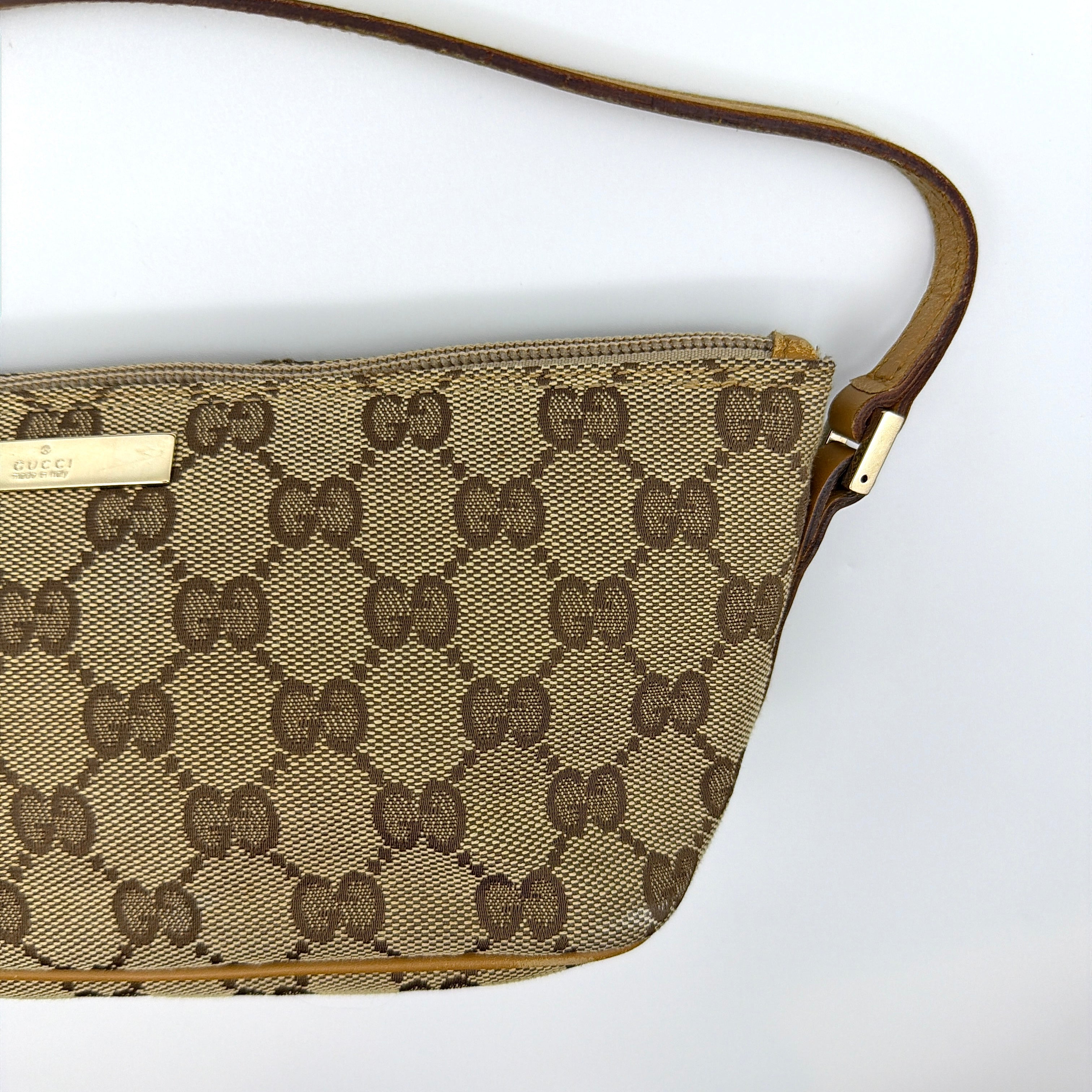 Gucci GG Monogram Pochette Boat Shoulder Bag Beige