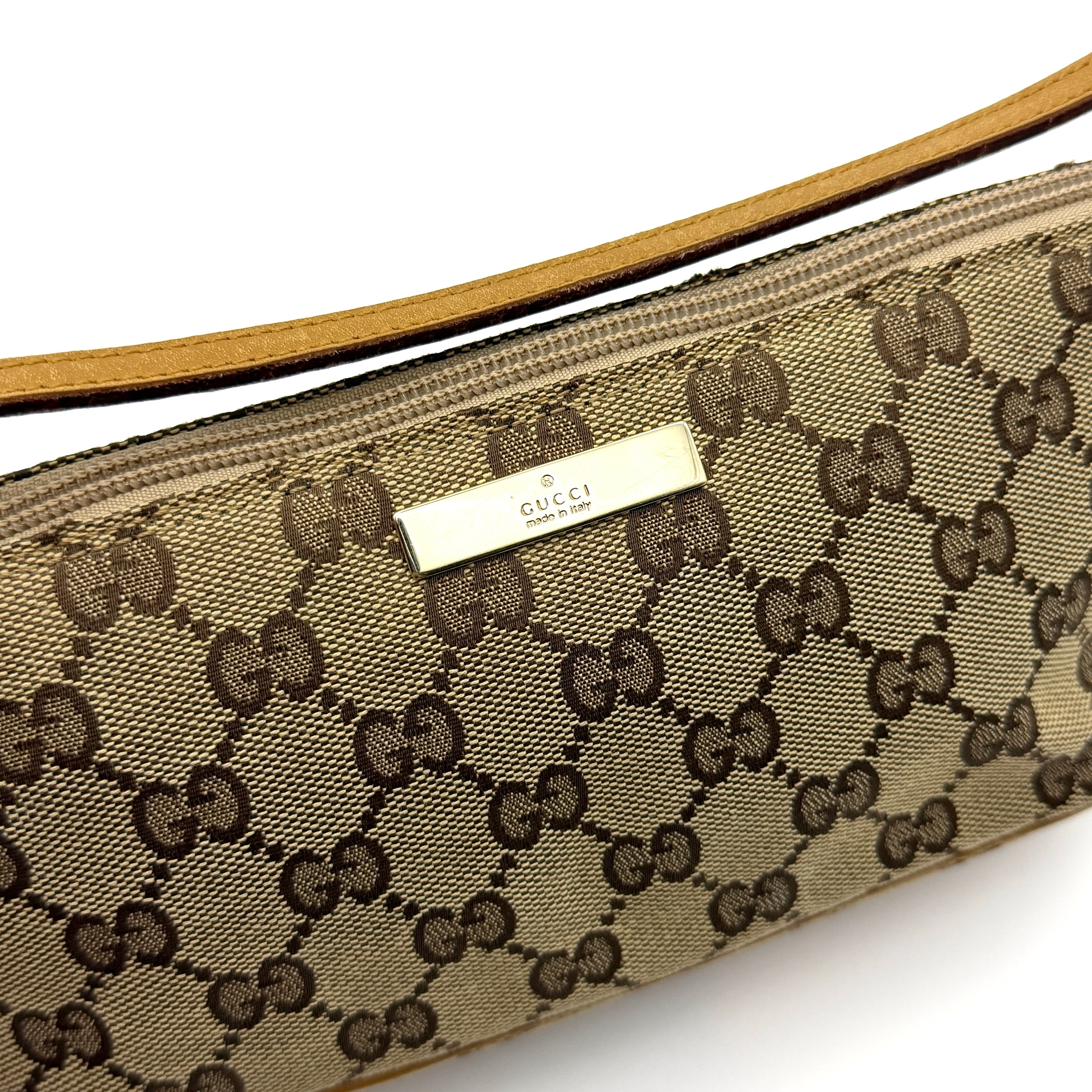 Gucci GG Monogram Pochette Boat Shoulder Bag Beige