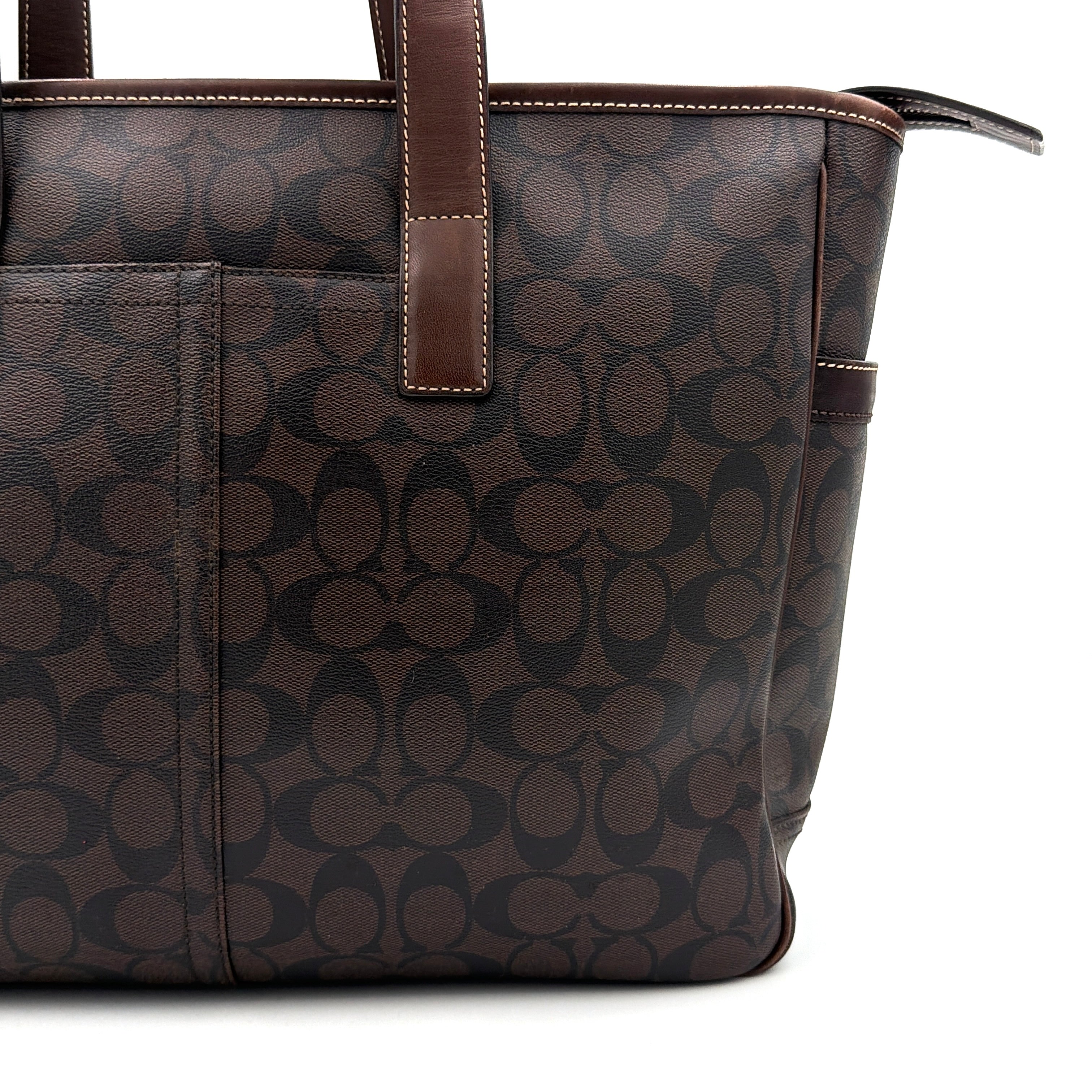 Coach Signature Heritage PVC Tote Bag Brown
