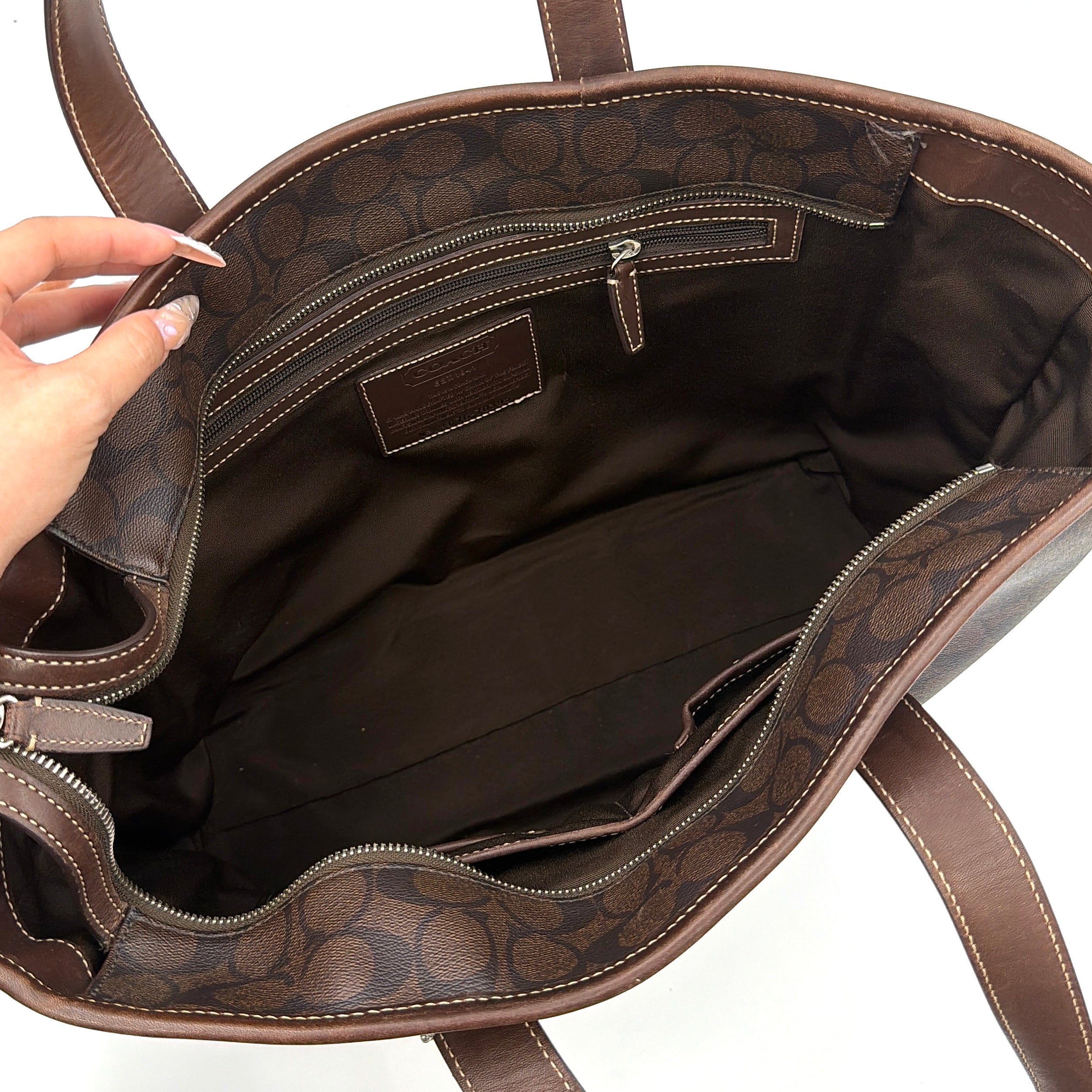 Coach Signature Heritage PVC Tote Bag Brown