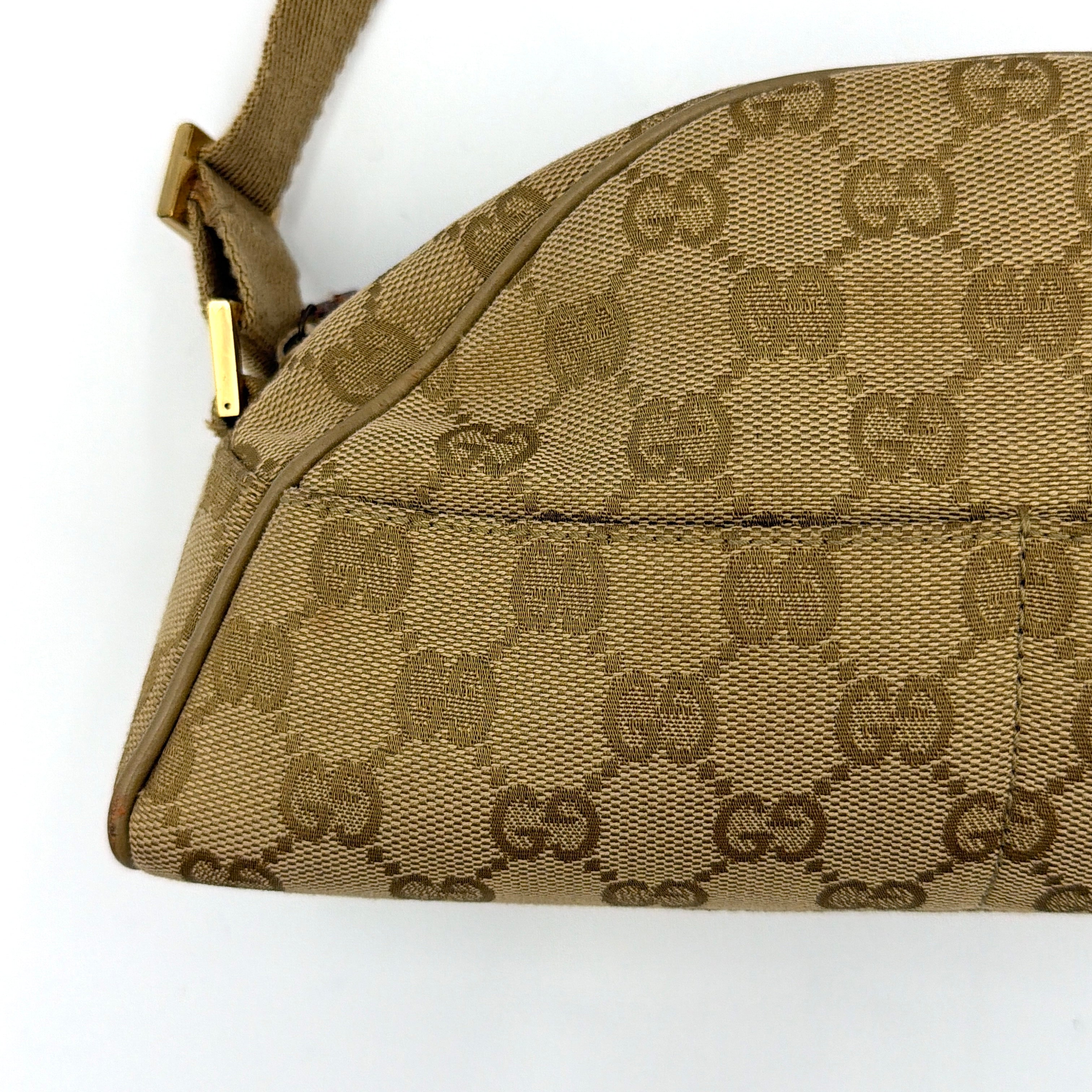 Gucci GG Monogram Half Moon Pochette Shoulder Bag Beige