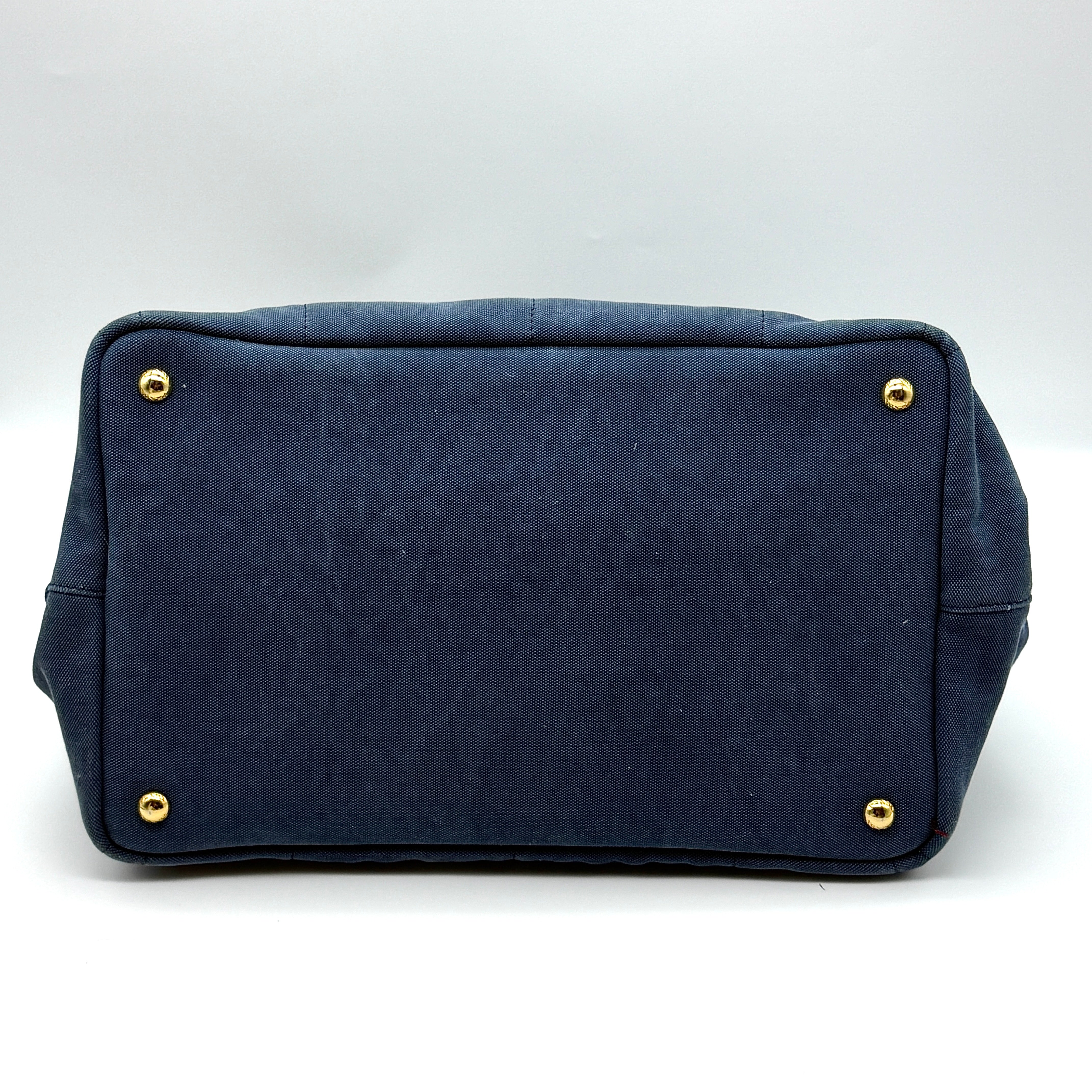 Prada Canapa Embroidered Logo Tote Bag Blue