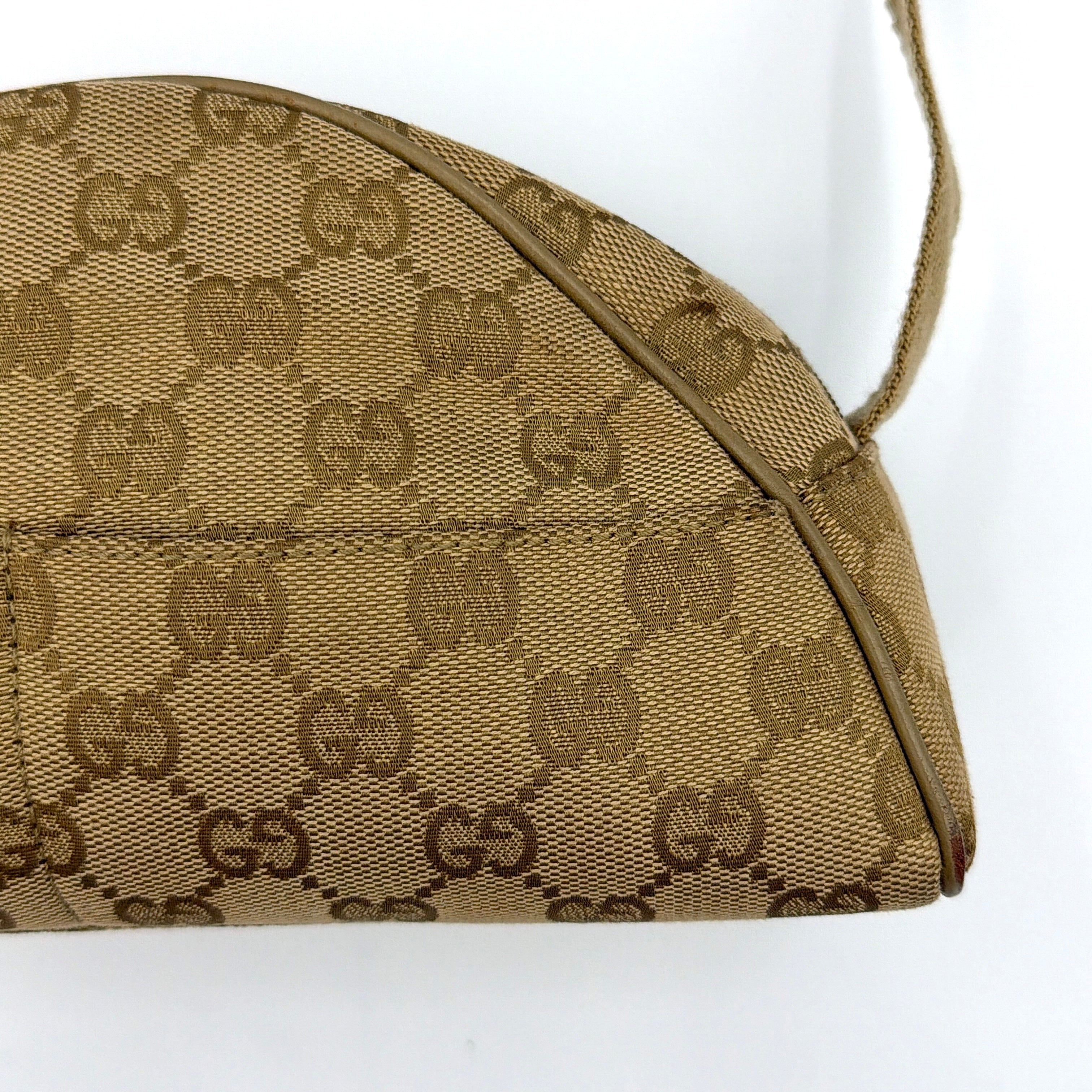 Gucci GG Monogram Half Moon Pochette Shoulder Bag Beige
