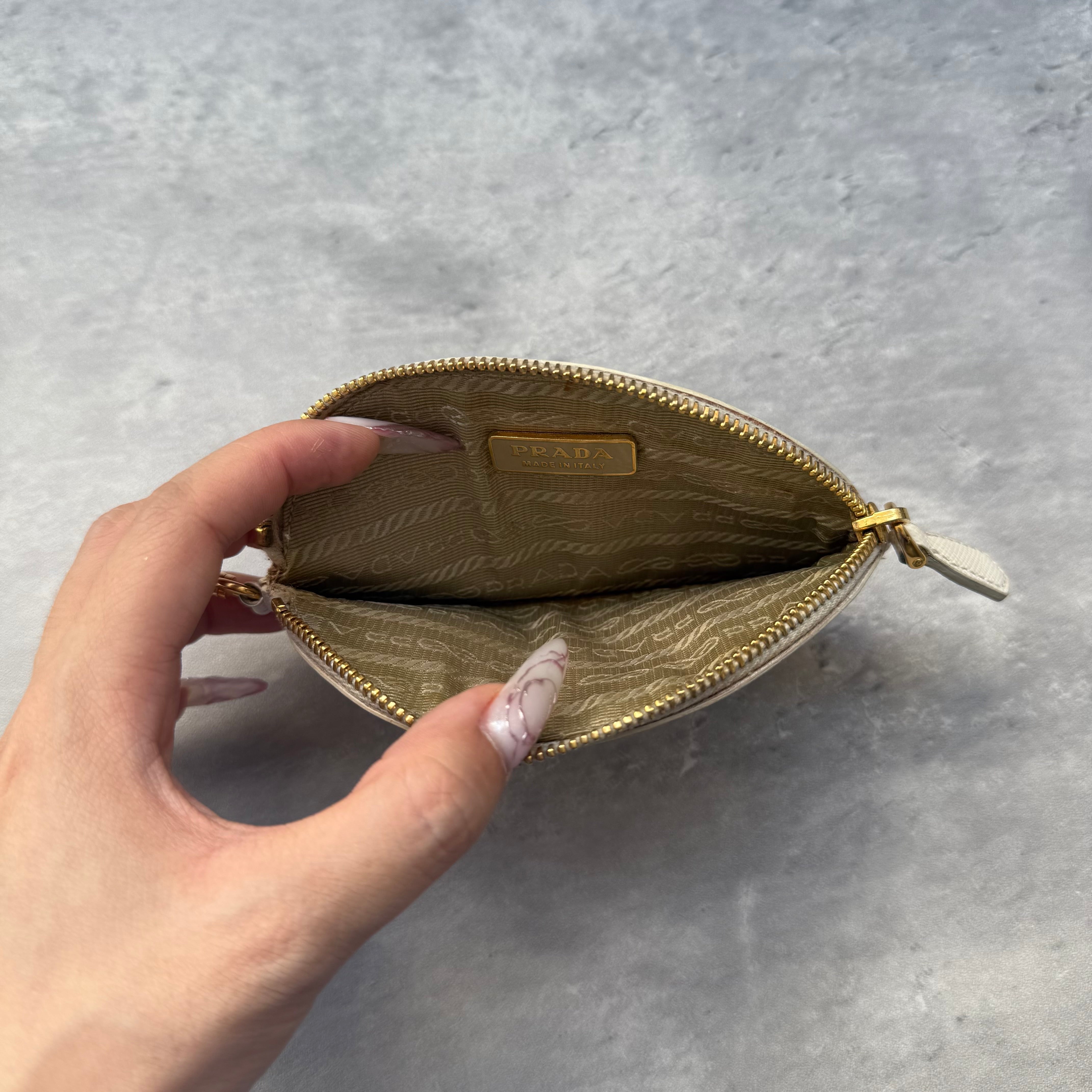 Prada Saffiano Coin Purse White