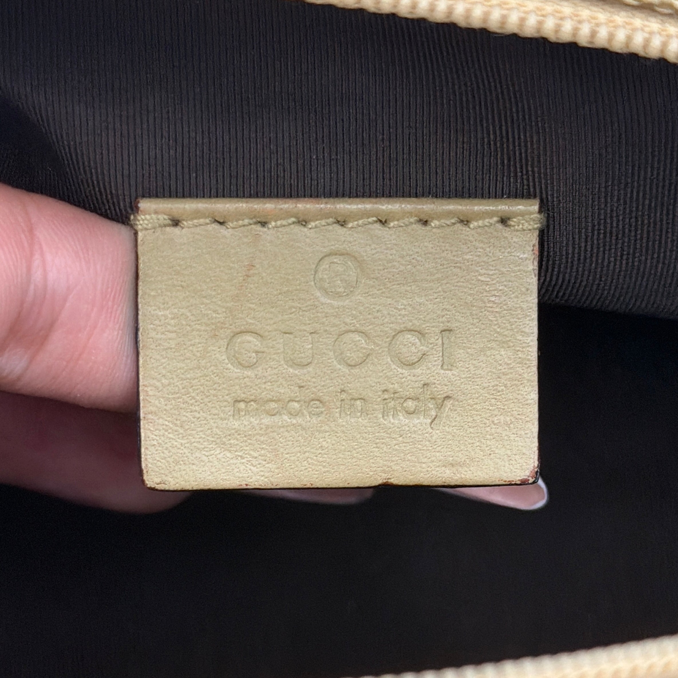 Gucci GG Monogram Half Moon Pochette Shoulder Bag Beige
