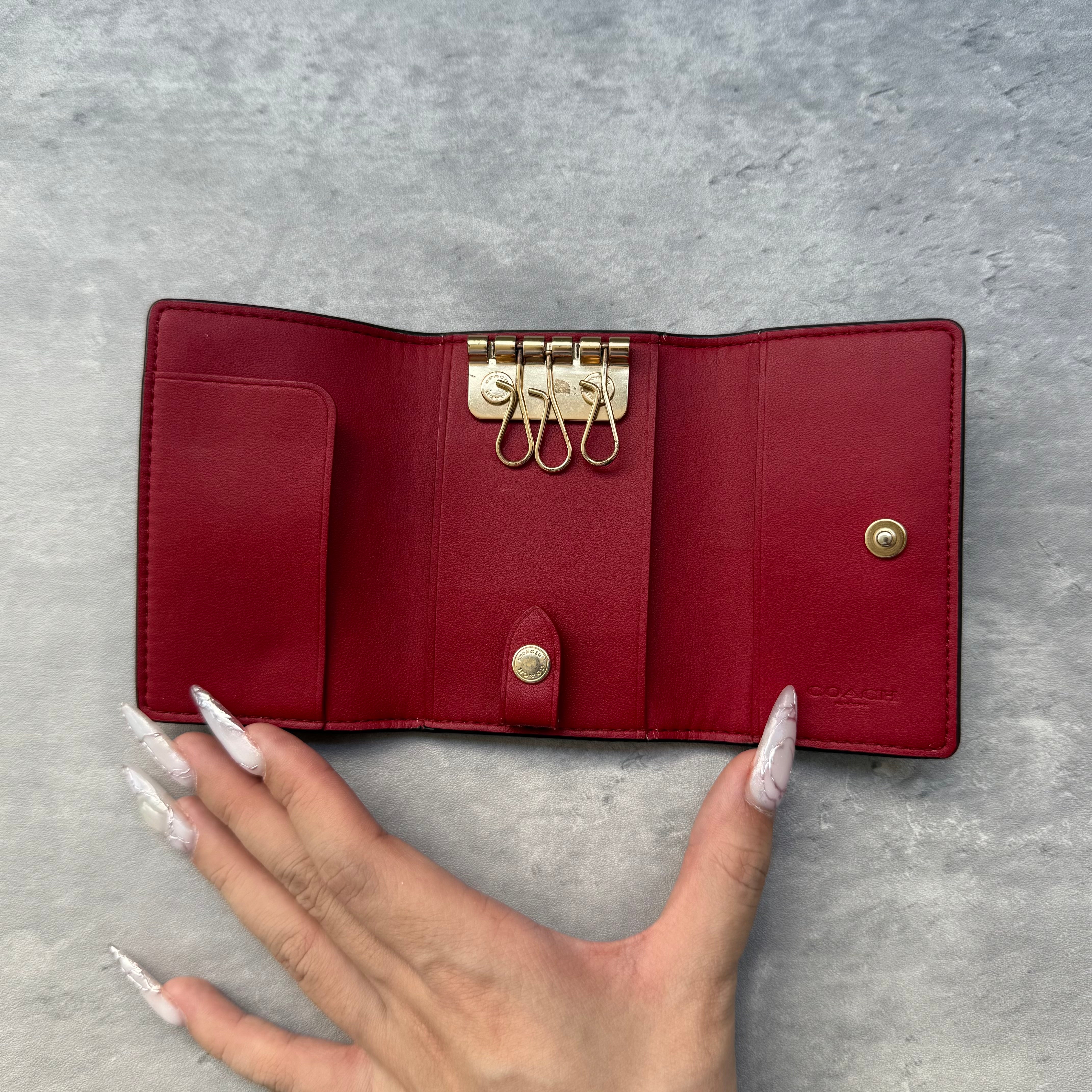 Coach Signature Canvas Ring Key Holder Black