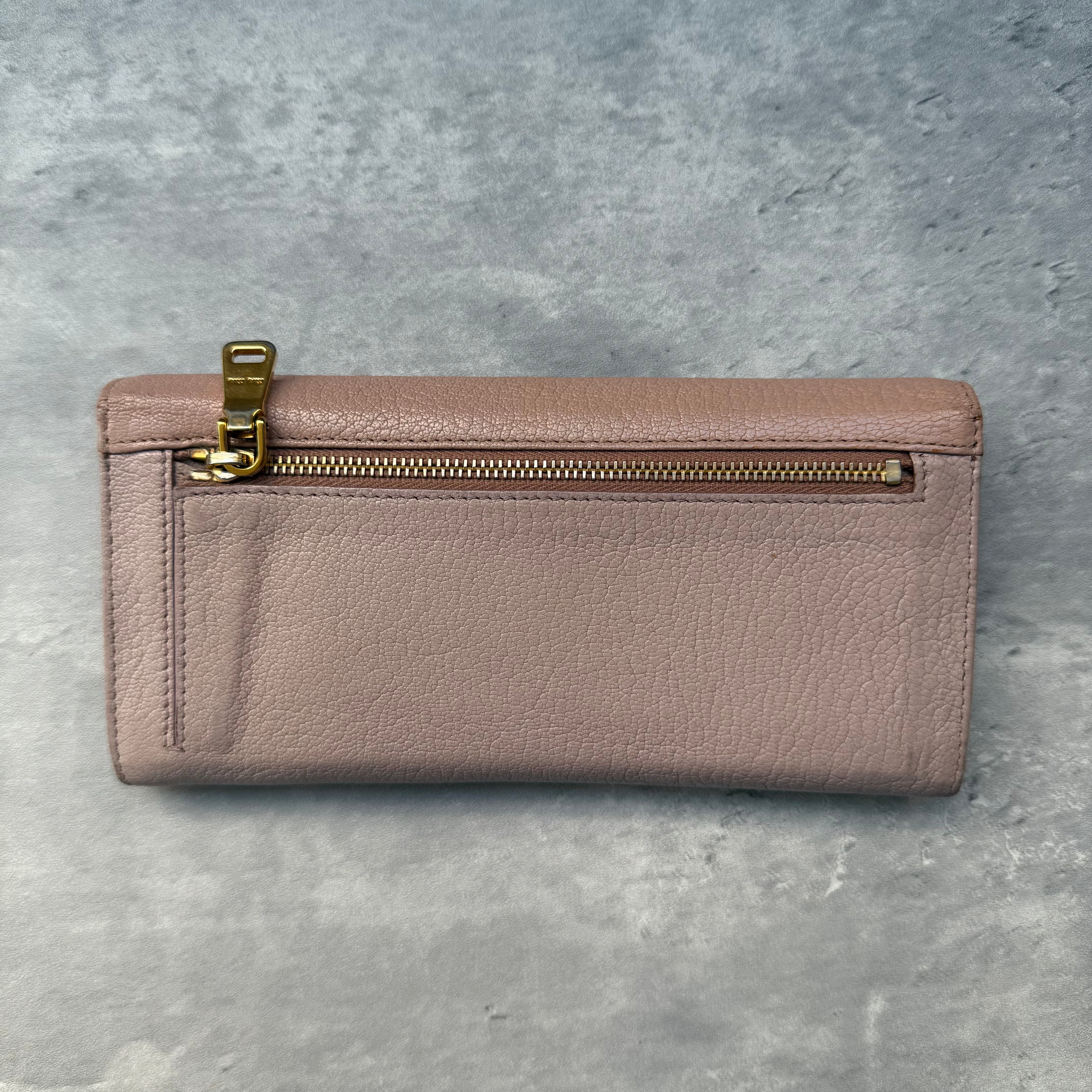 Miu Miu Bicolor Long Wallet Light Pink/Pink