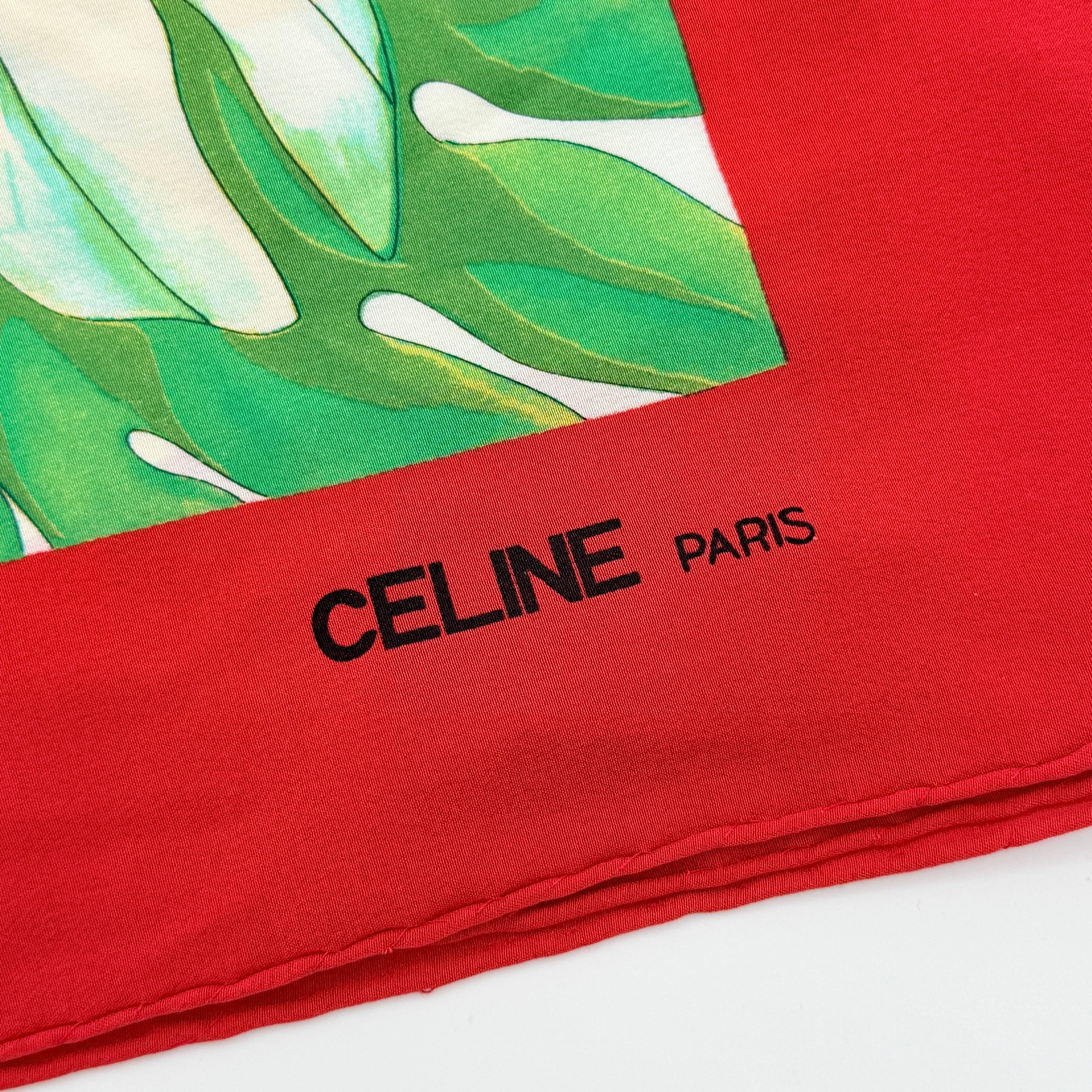Celine Paris Tropical Parrot Silk Scarf Red