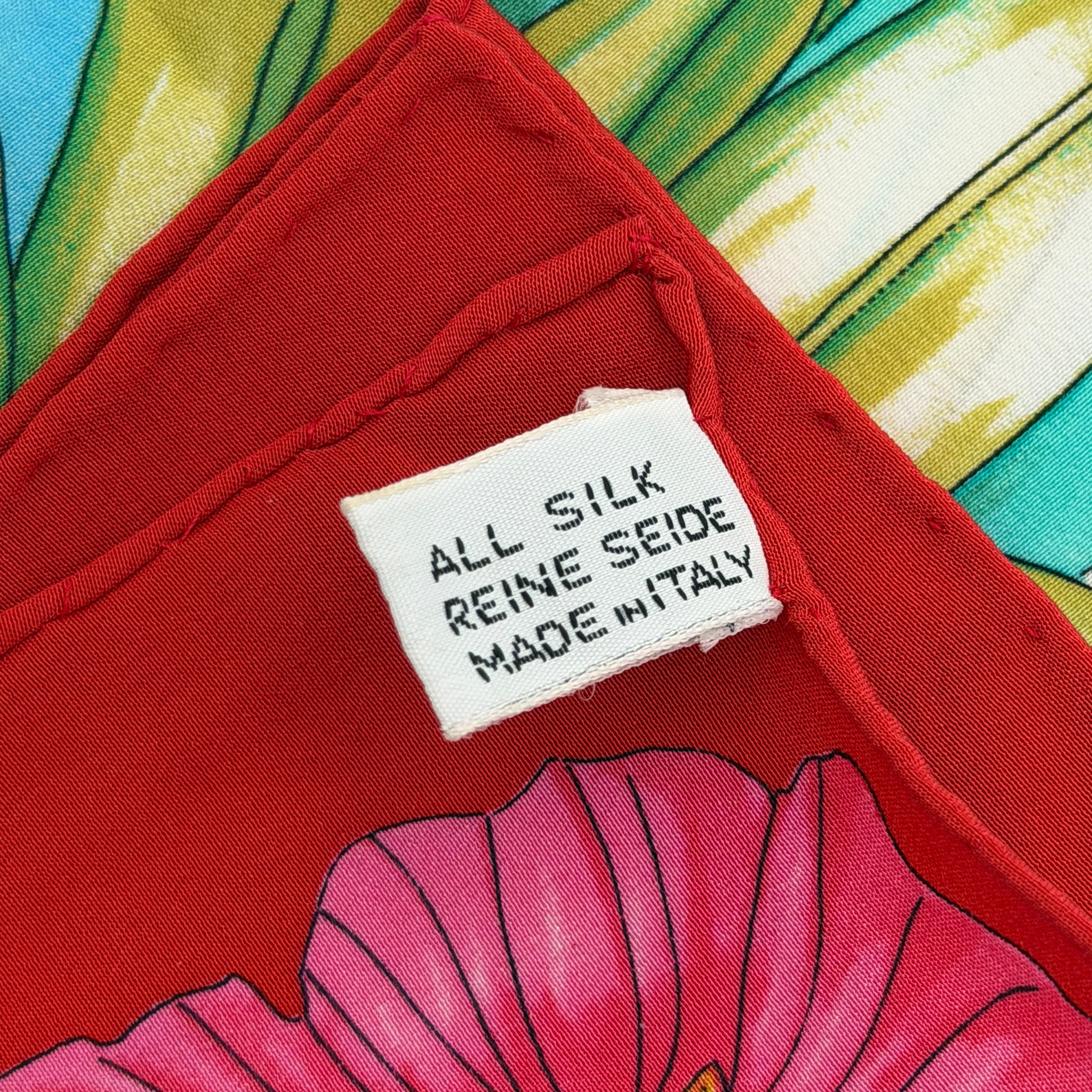 Celine Paris Tropical Parrot Silk Scarf Red