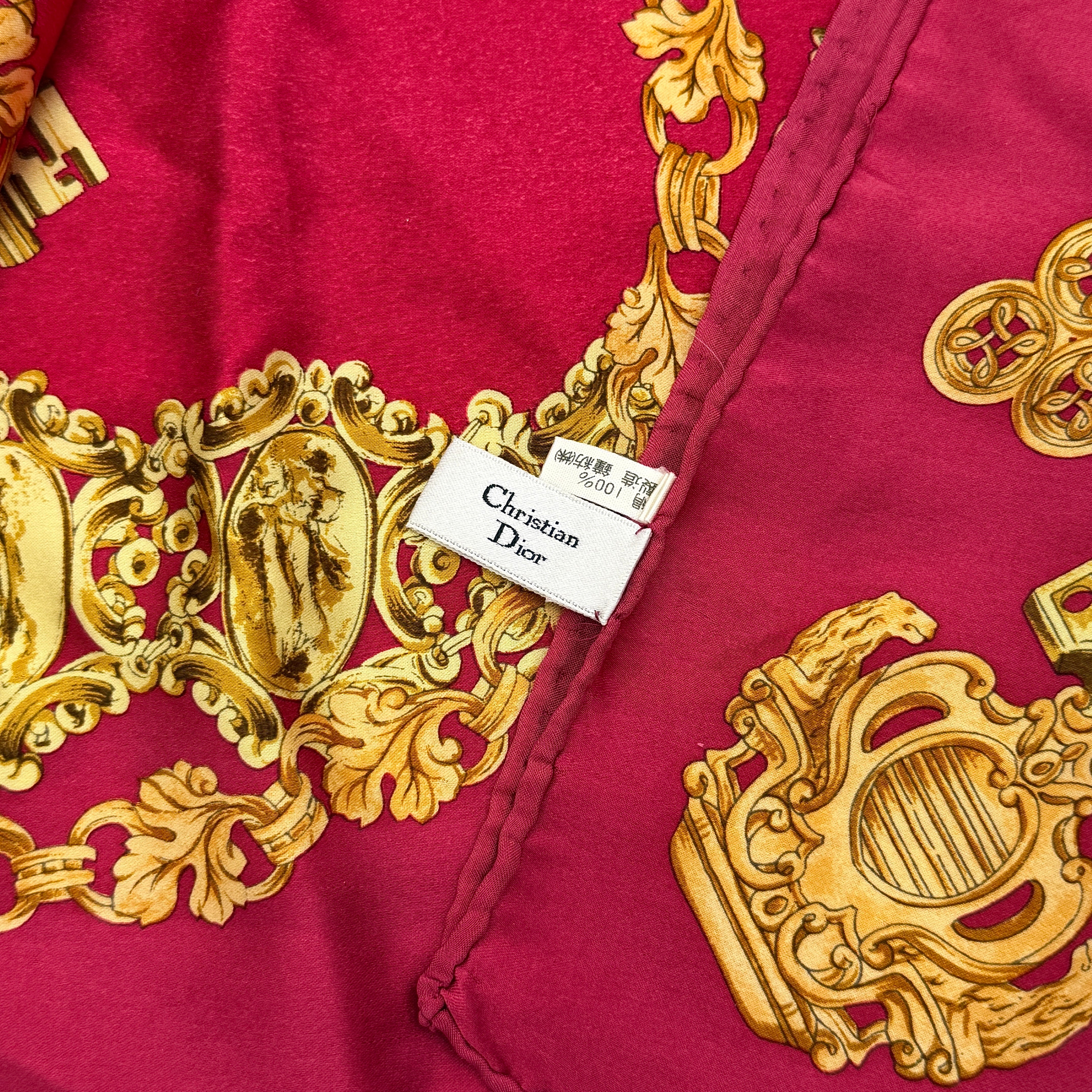 Dior Chain Silk Scarf Red/Gold