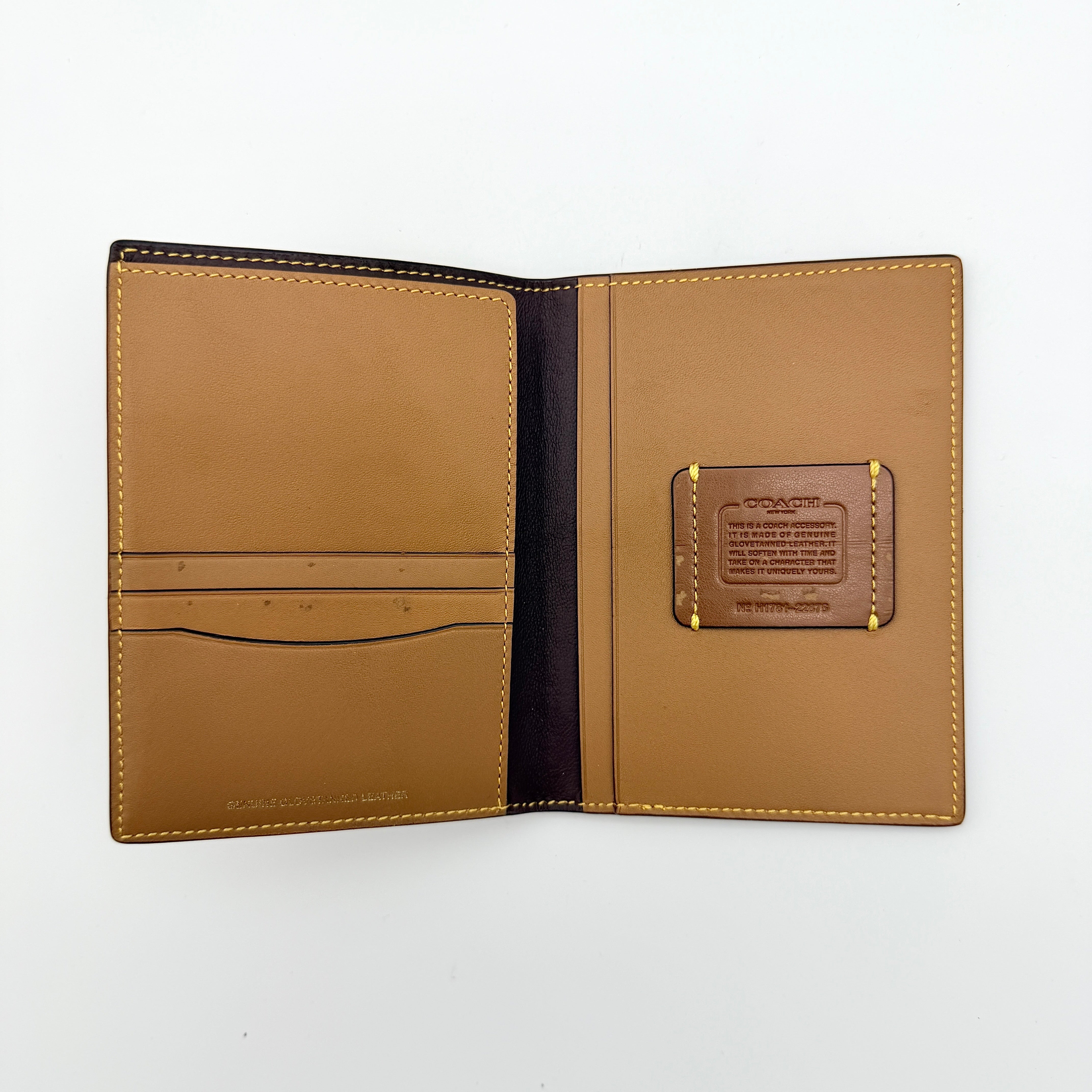 Coach Leather Passport Case Tan