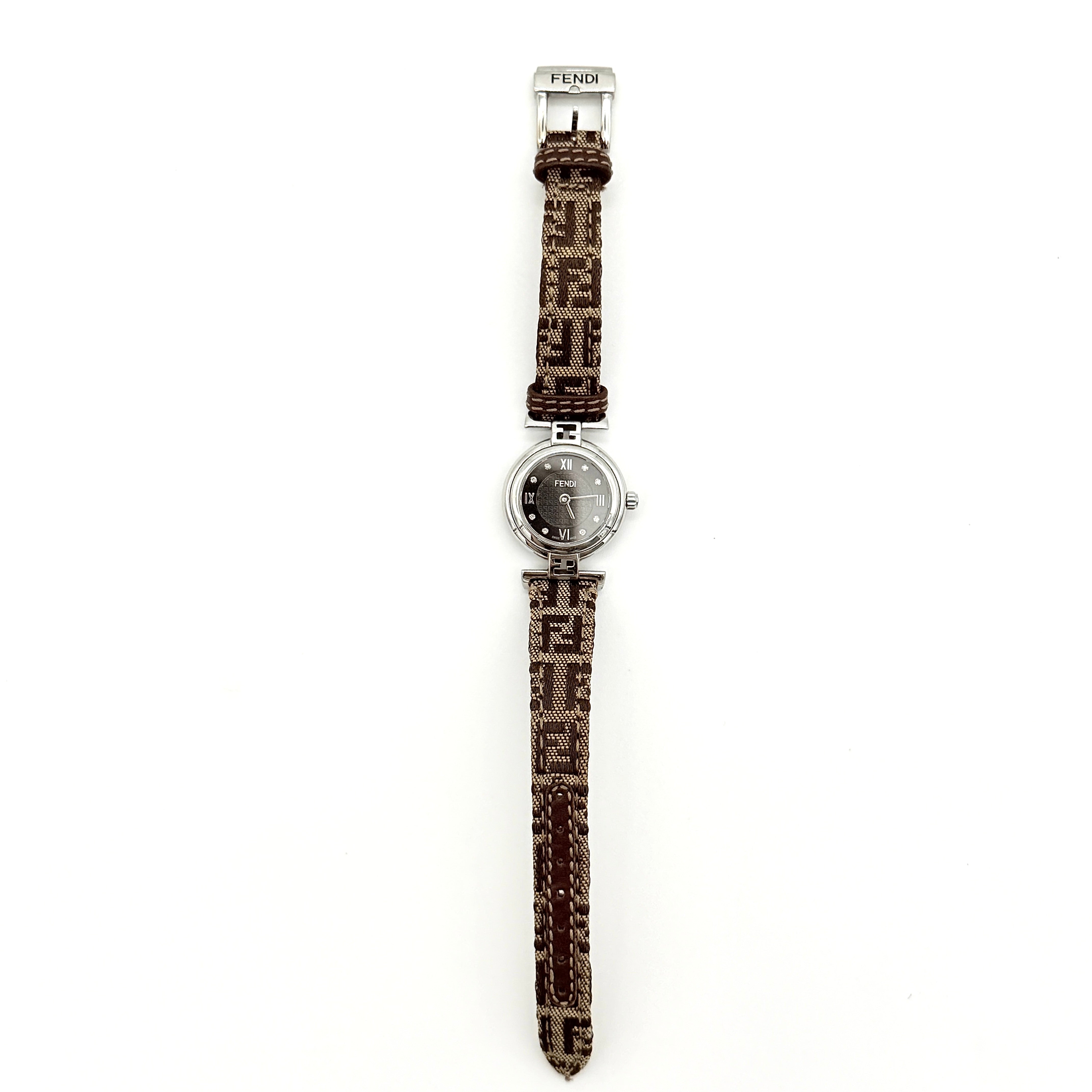 Fendi 2700L FF Zucca Black Dial Watch Brown