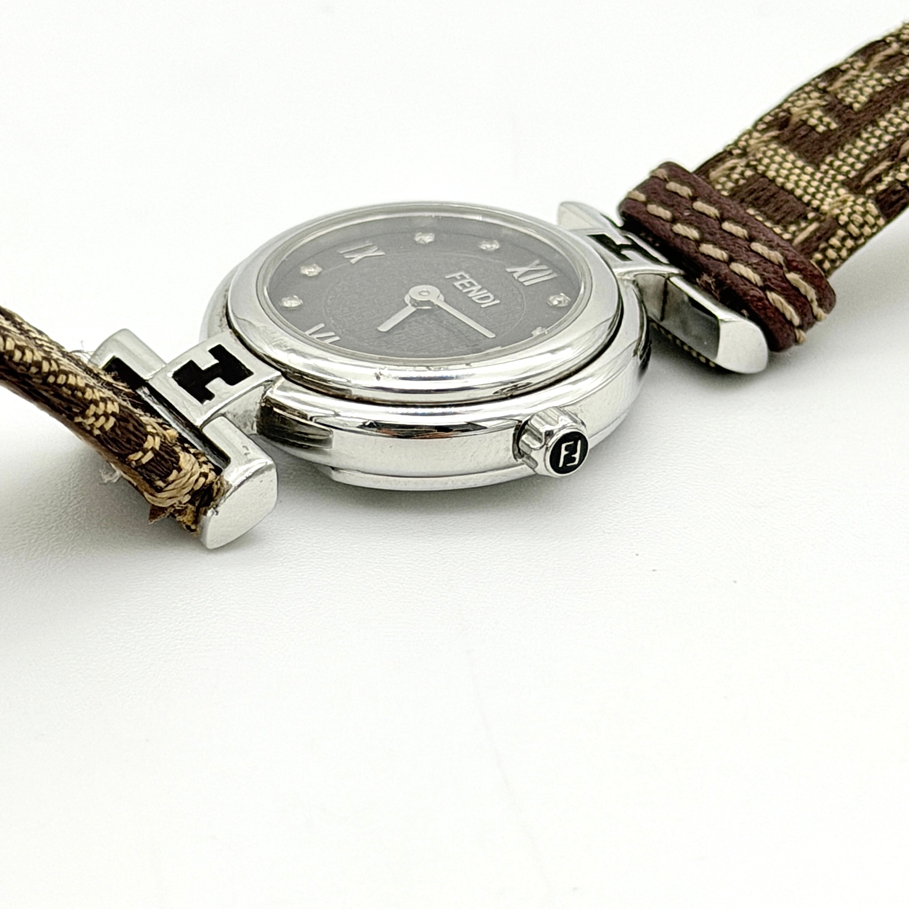 Fendi 2700L FF Zucca Black Dial Watch Brown