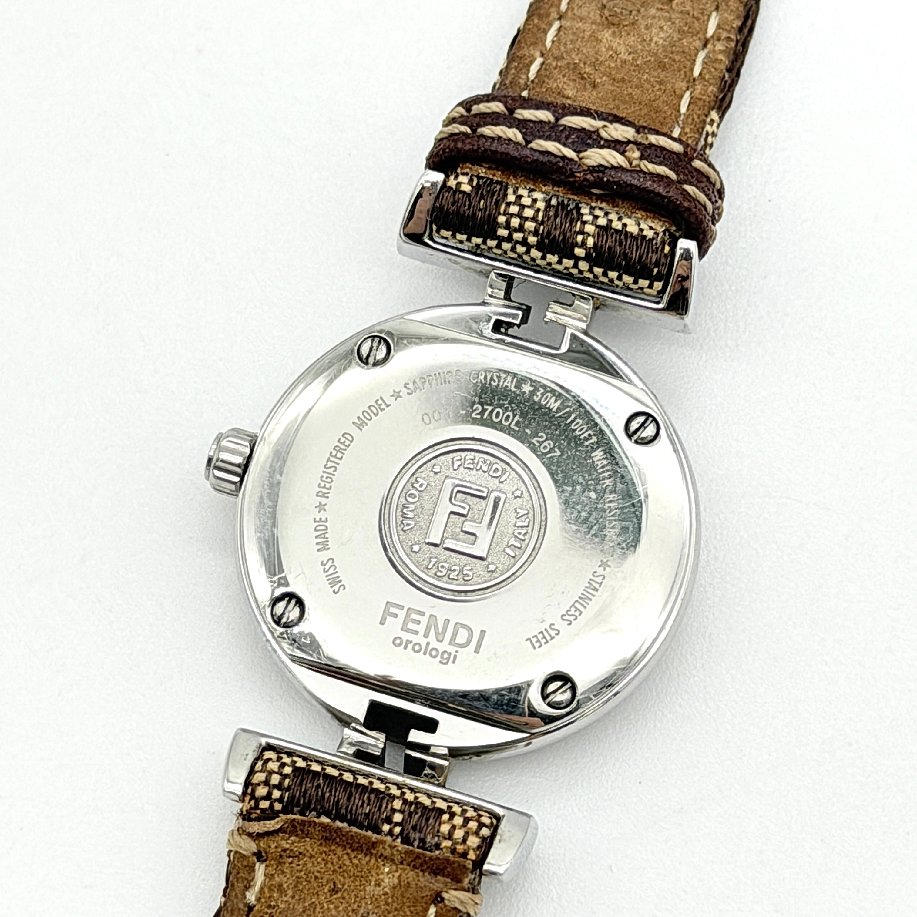 Fendi 2700L FF Zucca Black Dial Watch Brown