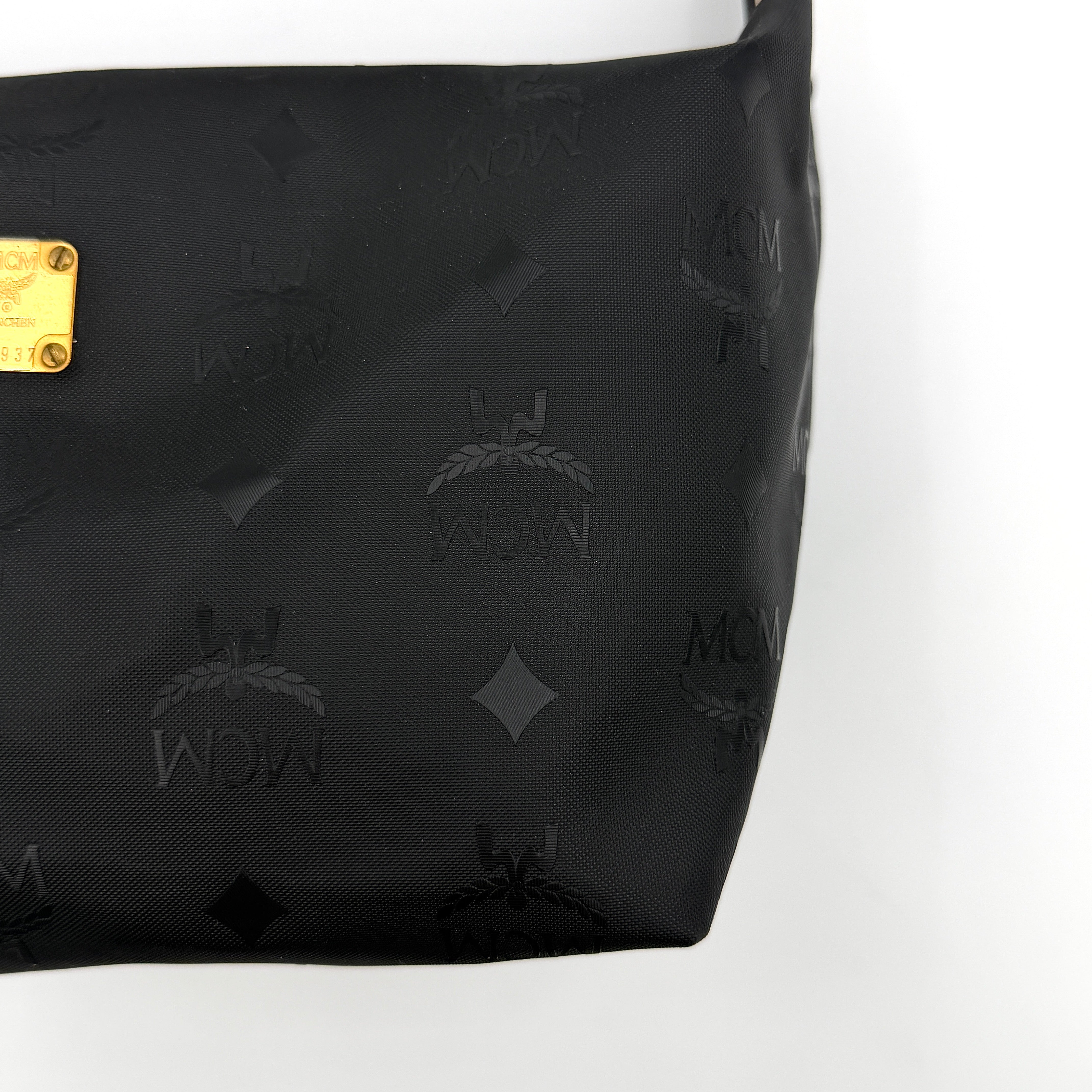 MCM Monogram Hobo Shoulder Bag Black