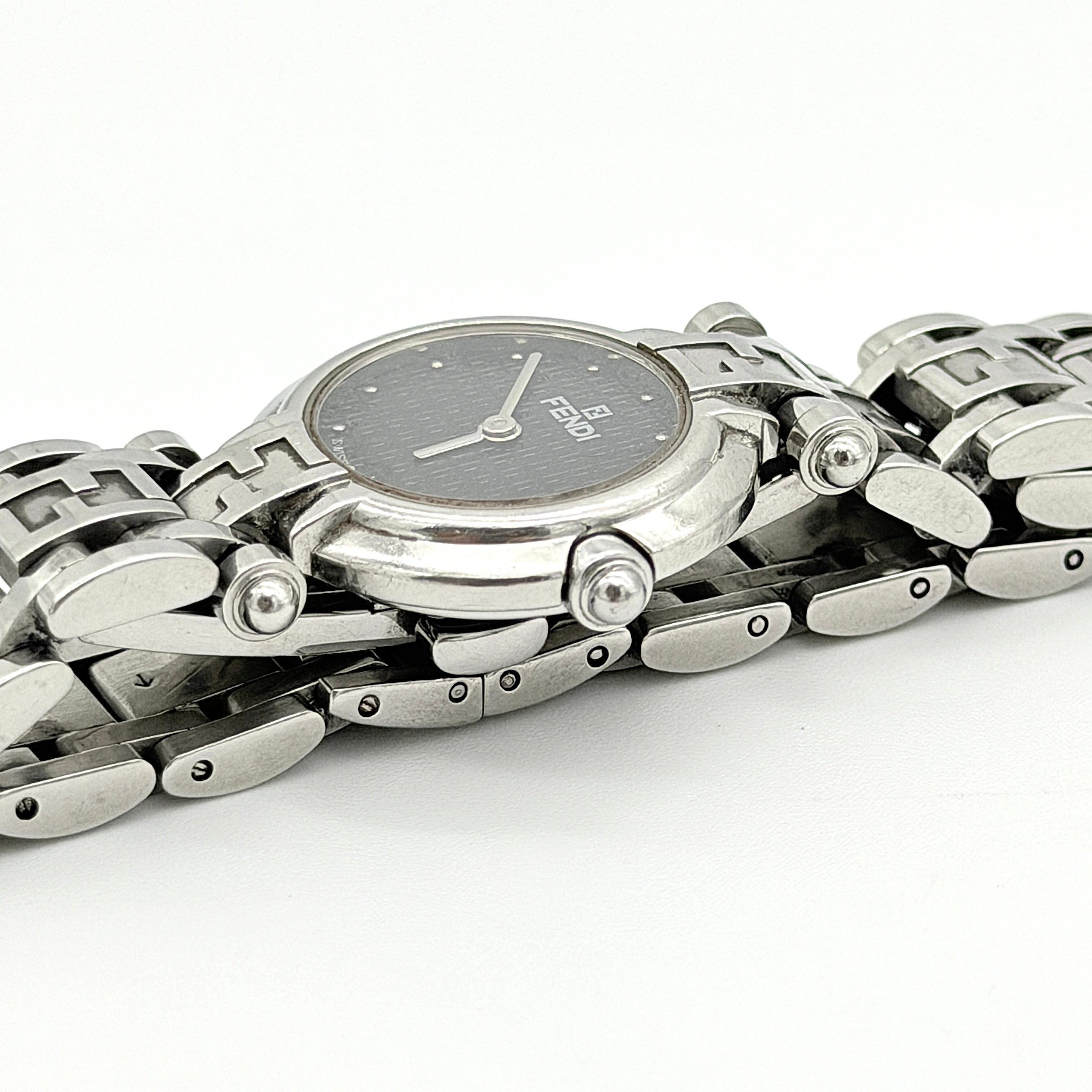 Fendi 750L FF Black Dial Stainless Steel Watch