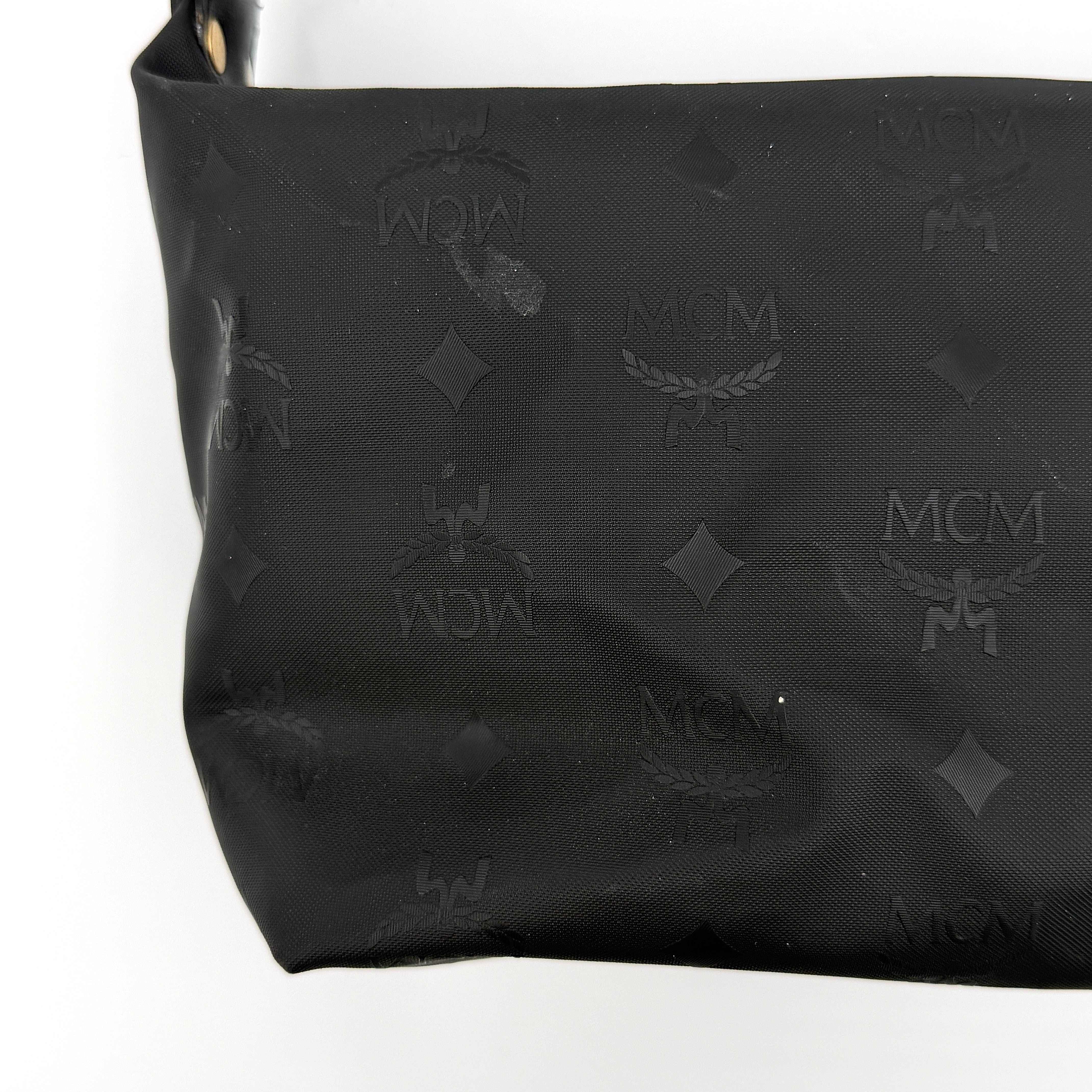 MCM Monogram Hobo Shoulder Bag Black