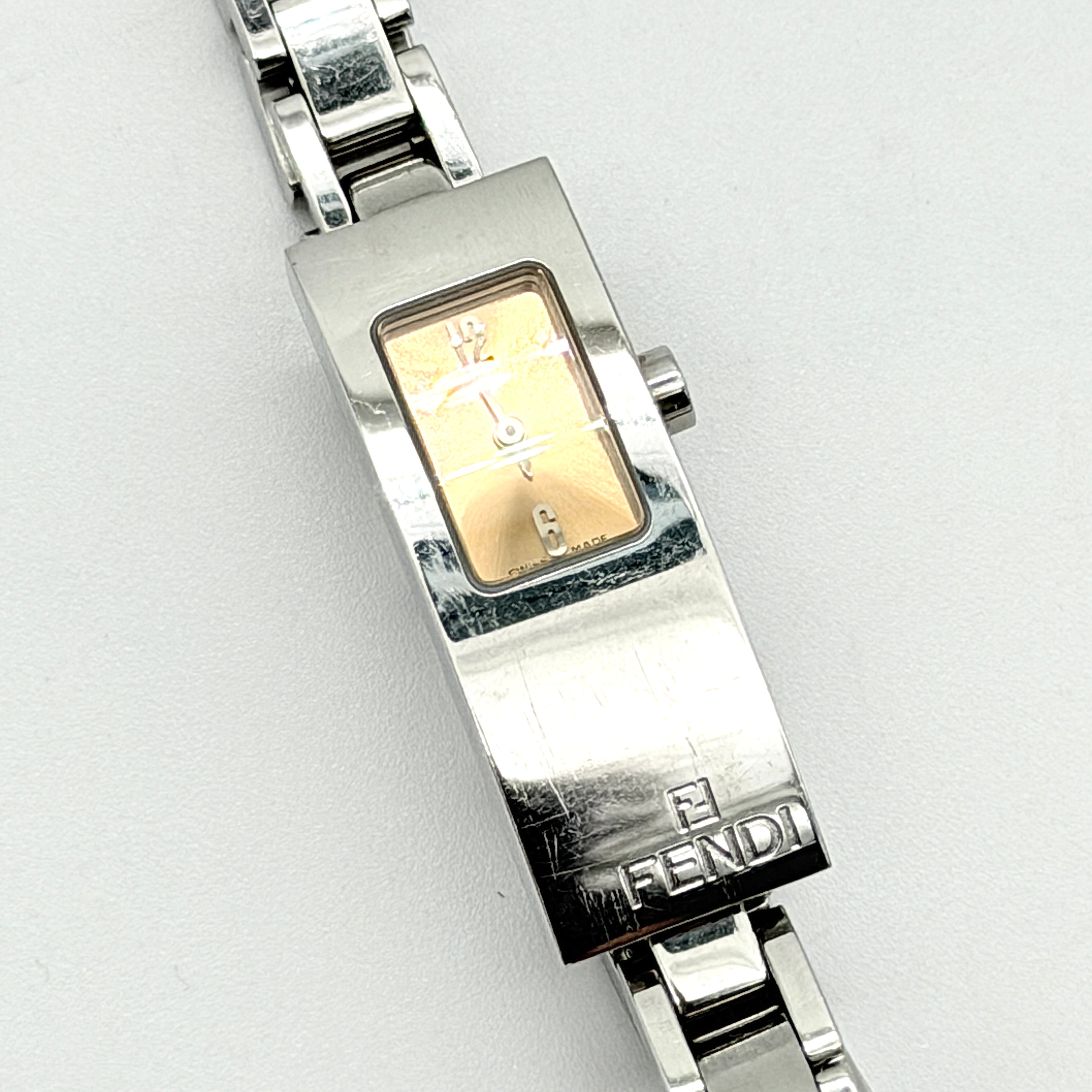 Fendi 3300L Champagne Dial Stainless Steel Tank Watch